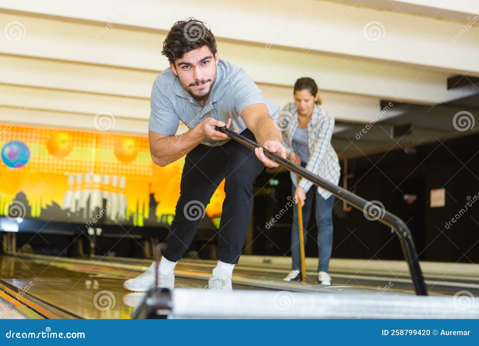 Staff Cleaning and Preparing Bowling Alley Stock Photo Image of woman