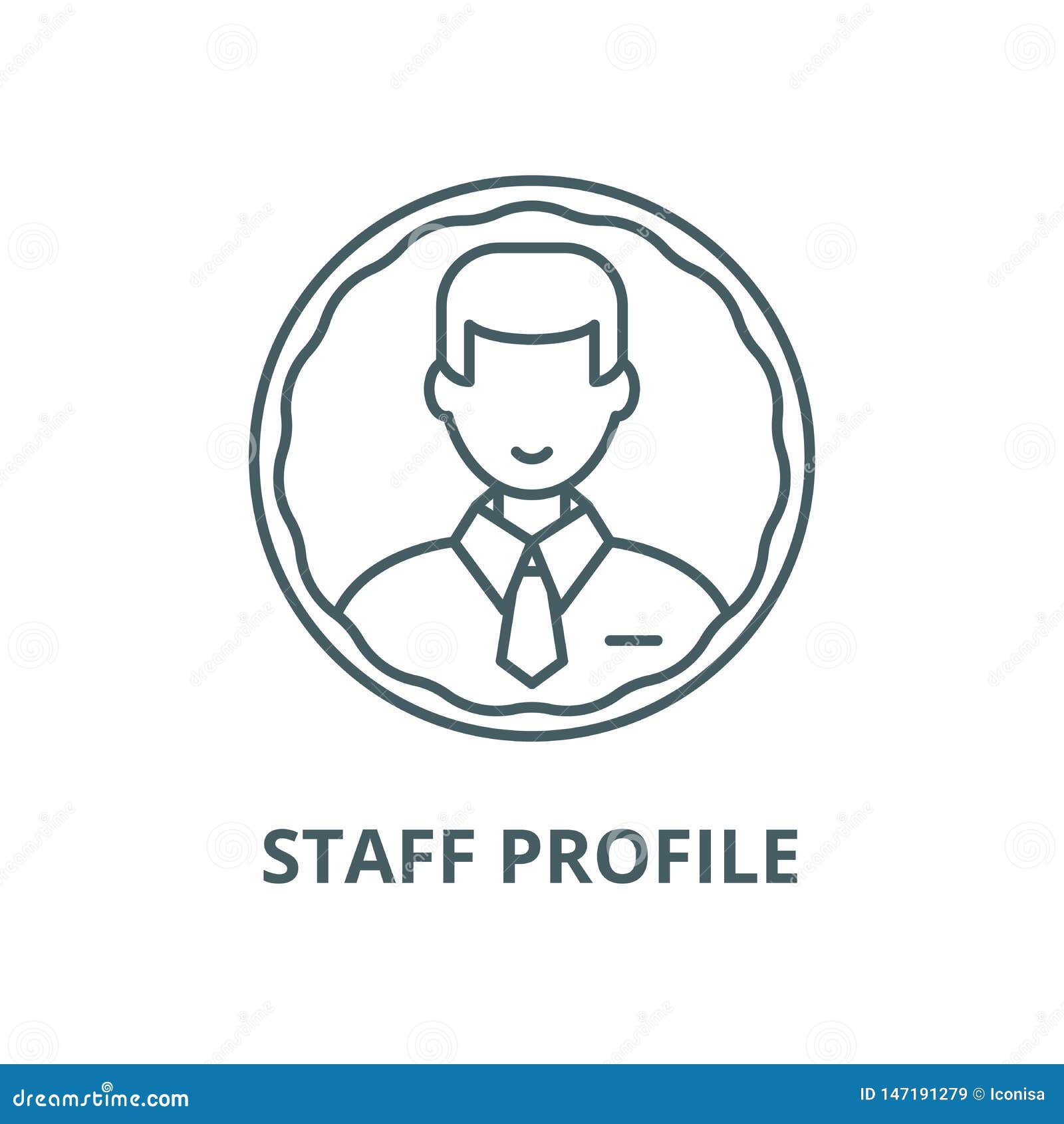 Staff Profile Vector Line Icon, Linear Concept, Outline Sign, Symbol