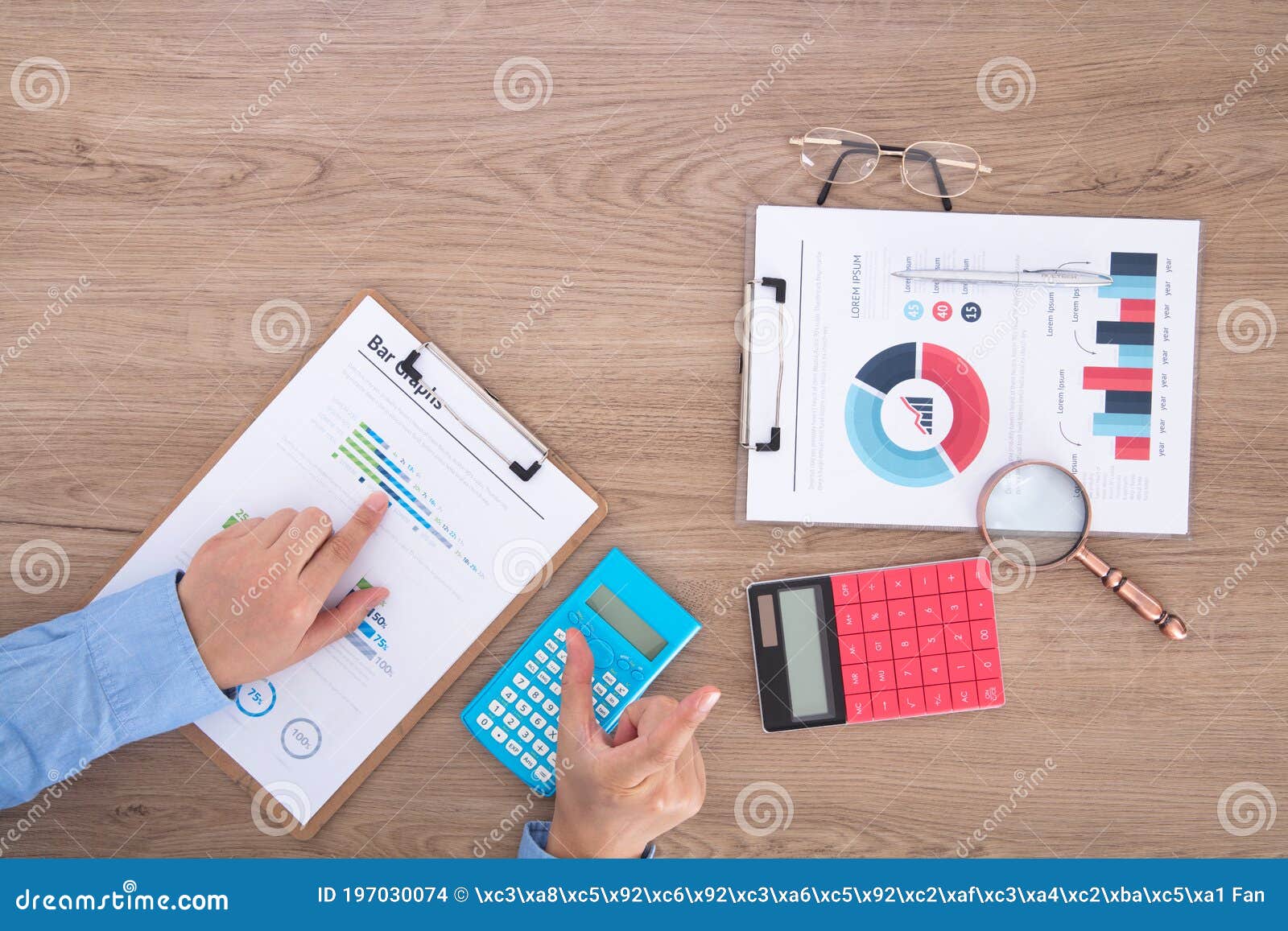 Staff is Working on Documents Stock Photo Image of research, trend