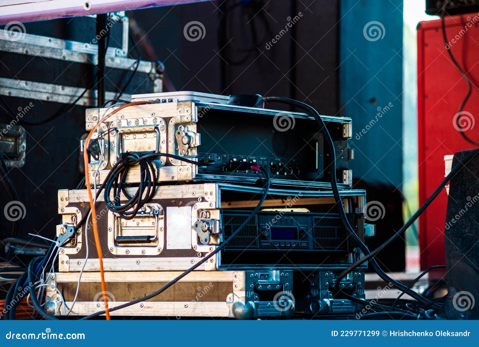 Stage Box with Power Amplifier at a Concert Venue Stock Image - Image