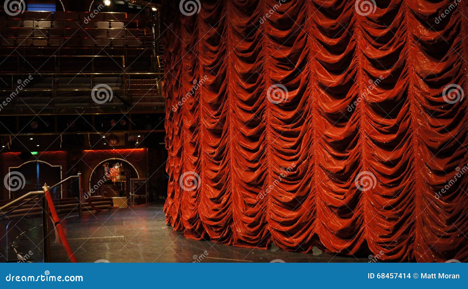 Stage With Curtain Performance Background Music Comedy Speach Stock