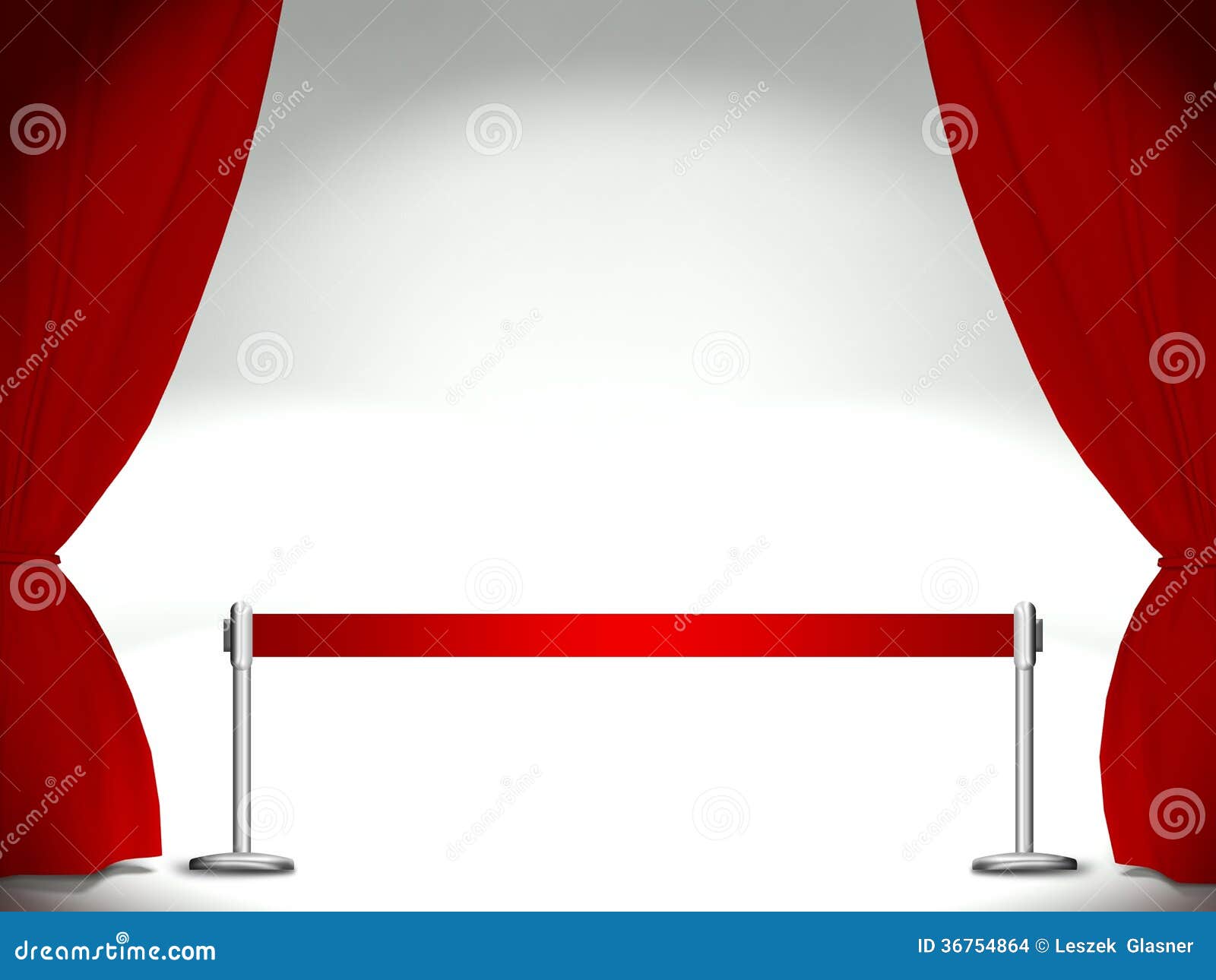 Stage with Curtains and Red Ribbon Stock Illustration Illustration of