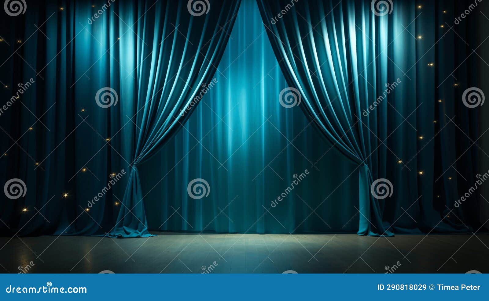 Stage with Curtains and a Spotlight Stock Illustration Illustration