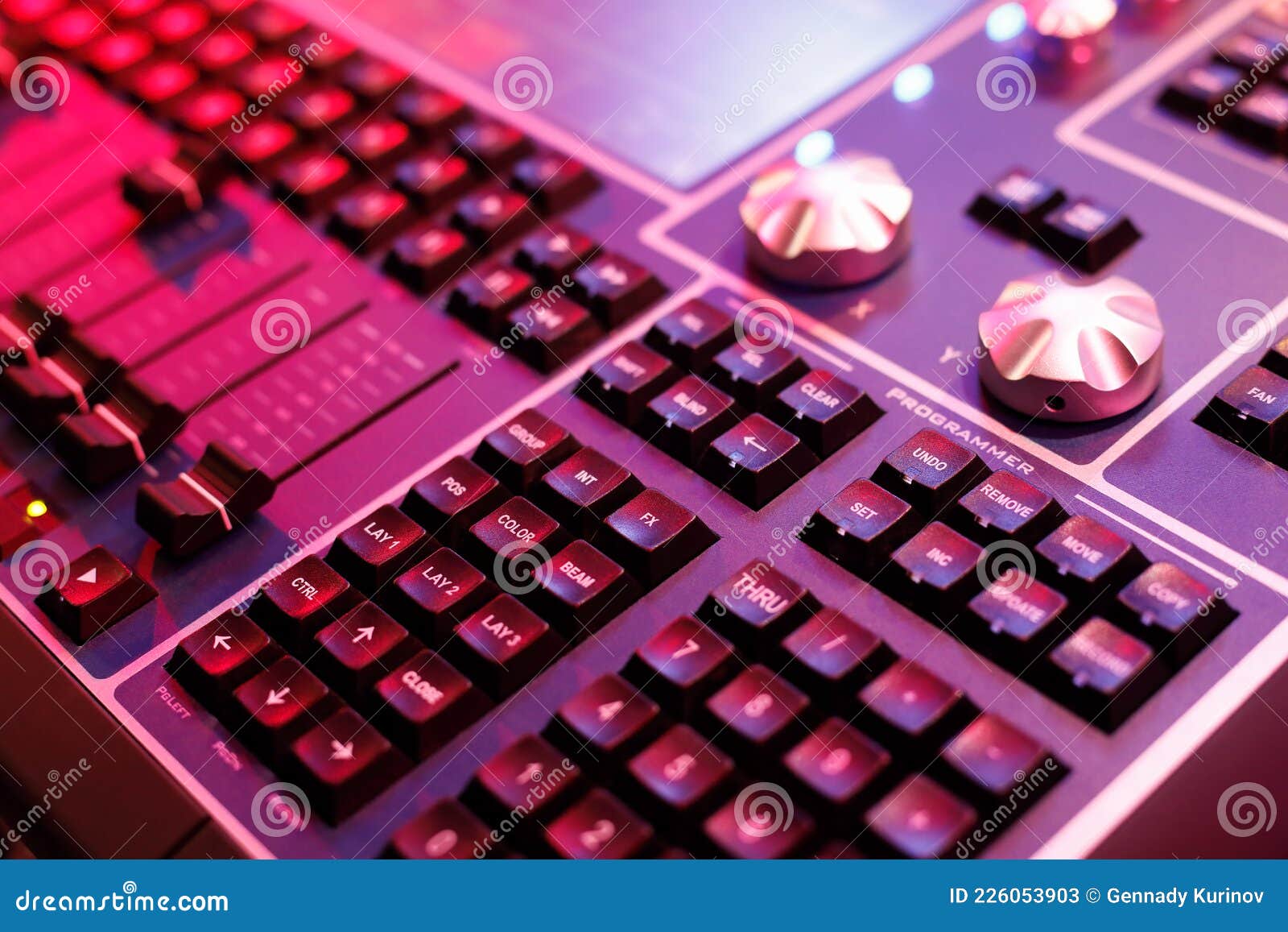 stage lighting control console at a live event