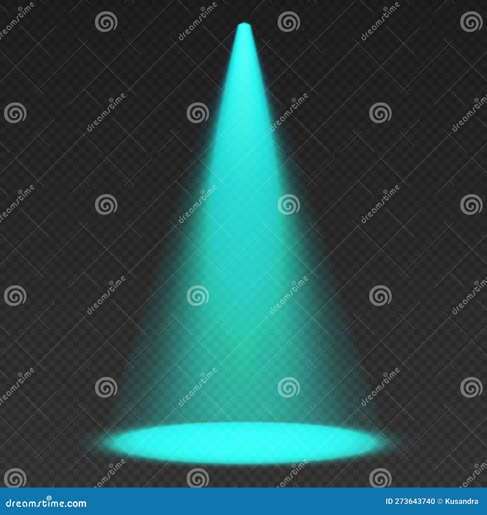 Stage Limelight. Blue Cone Light from Top with Darkened Edges Stock