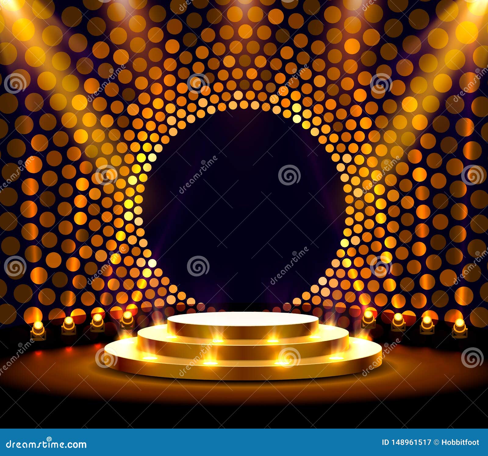 Stage Podium with Lighting, Stage Podium Scene with for Award Ceremony on  Golden Background. Stock Vector - Illustration of decoration, lamp:  148961517