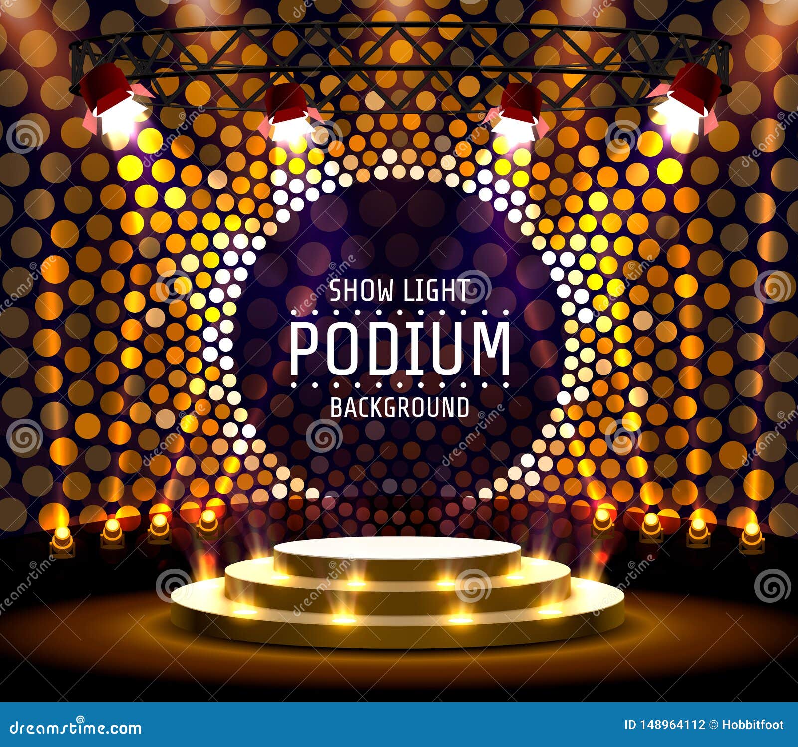 Stage Podium with Lighting, Stage Podium Scene with for Award Ceremony on  Golden Background. Stock Vector - Illustration of glowing, lamp: 148964112