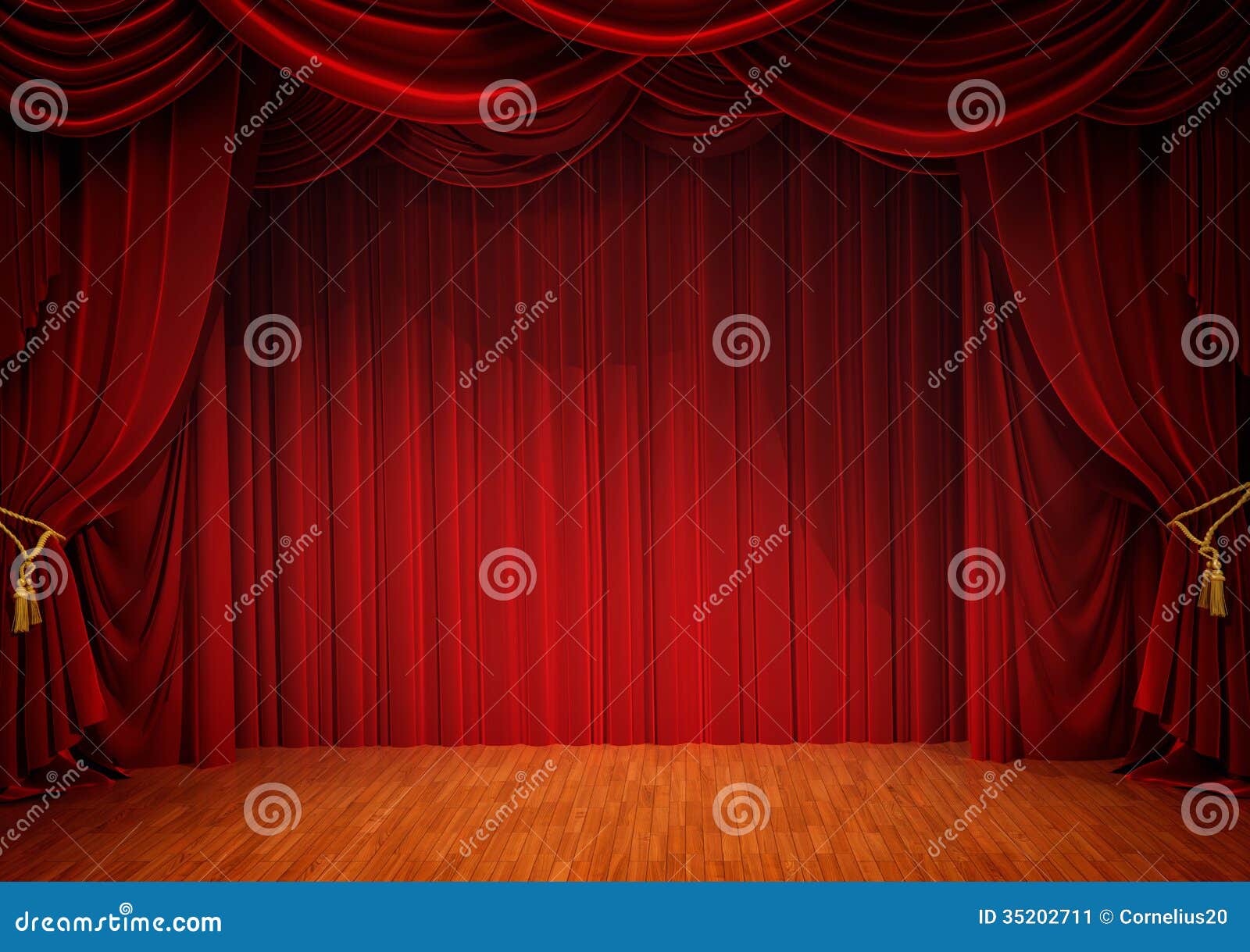 stage with red curtain