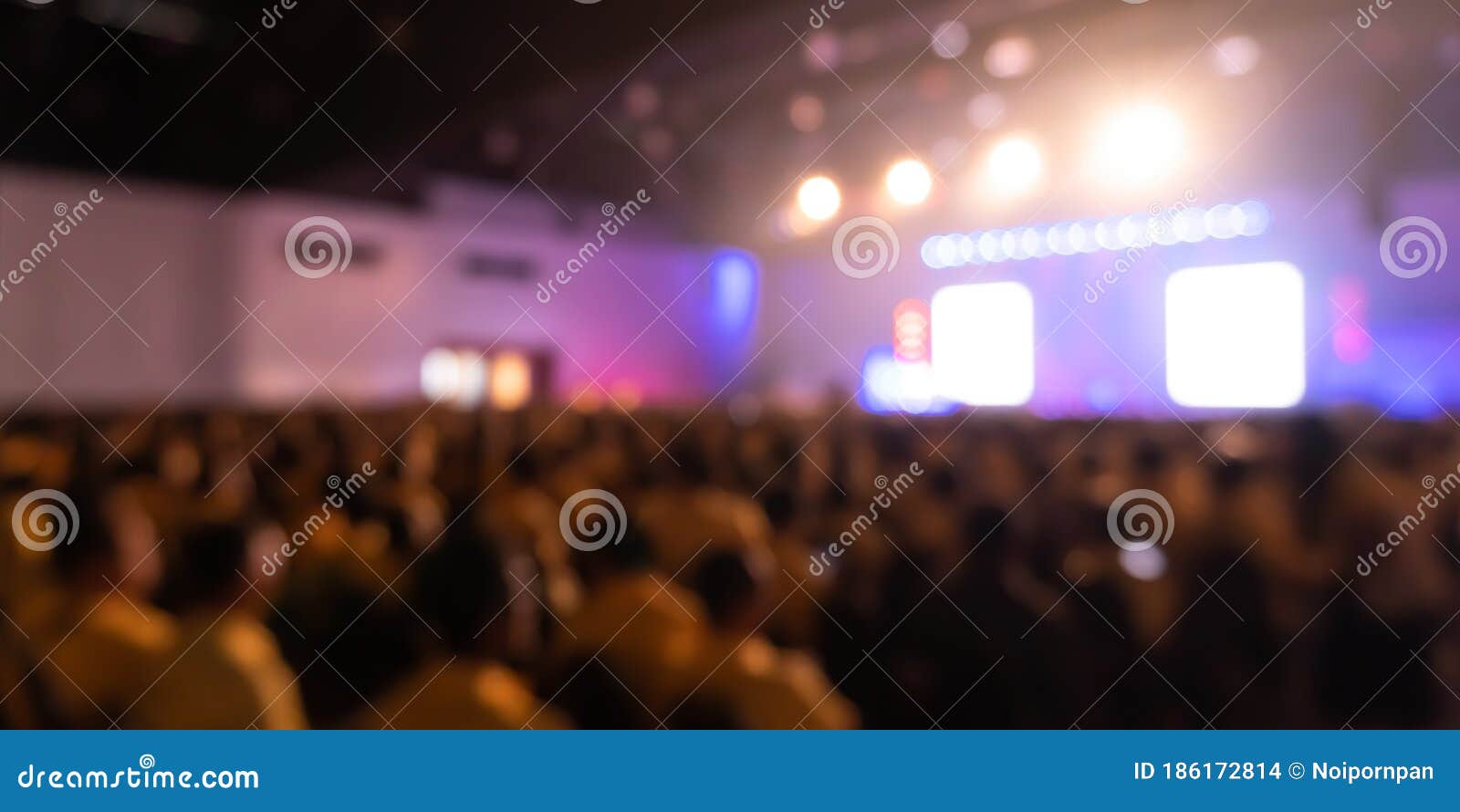 Stage Show Blur Background With Crowd Audience In Theatre Hall And