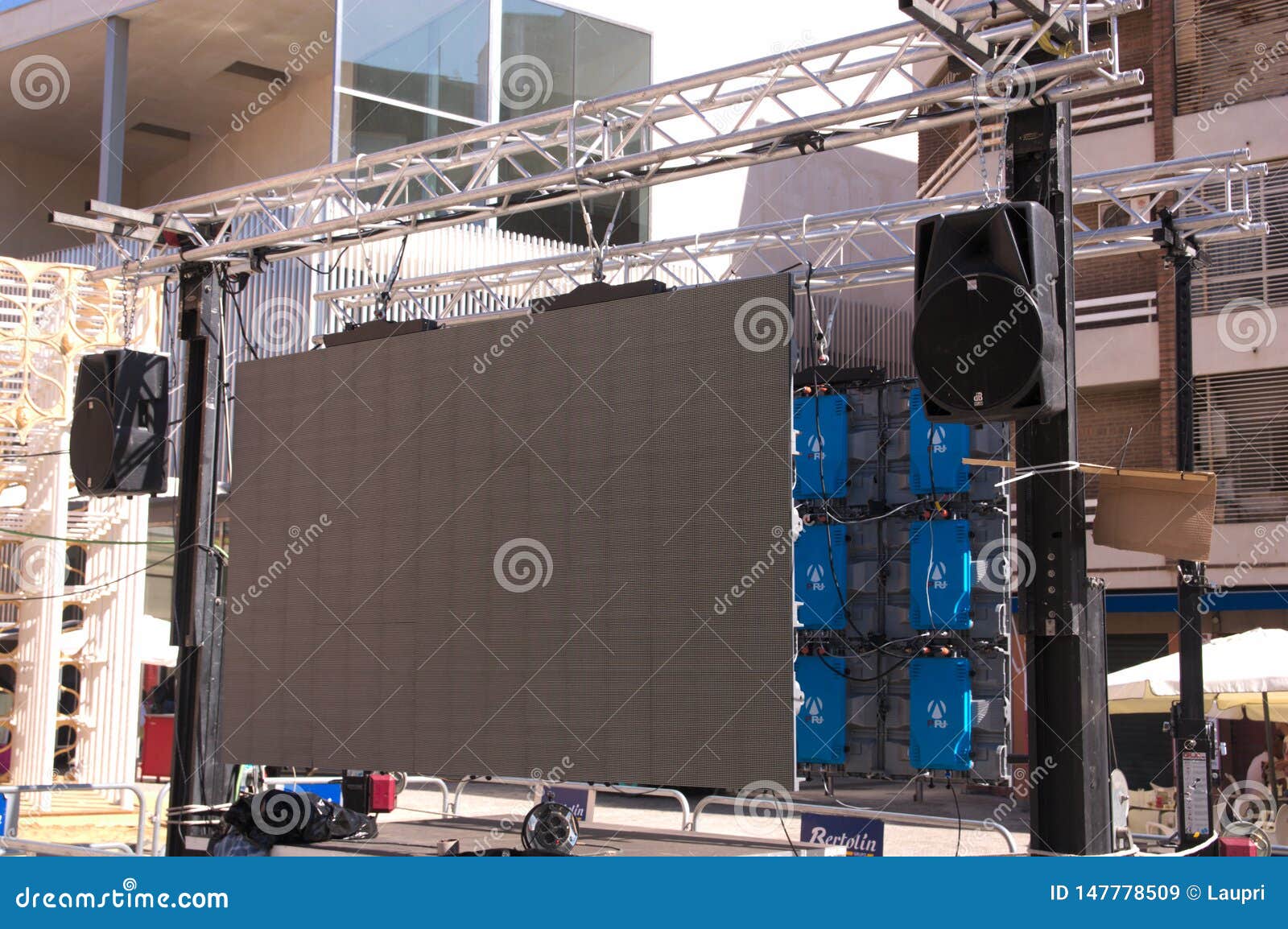 Stage with Speakers and Screen on the Street Editorial Stock Image Image of display, industry