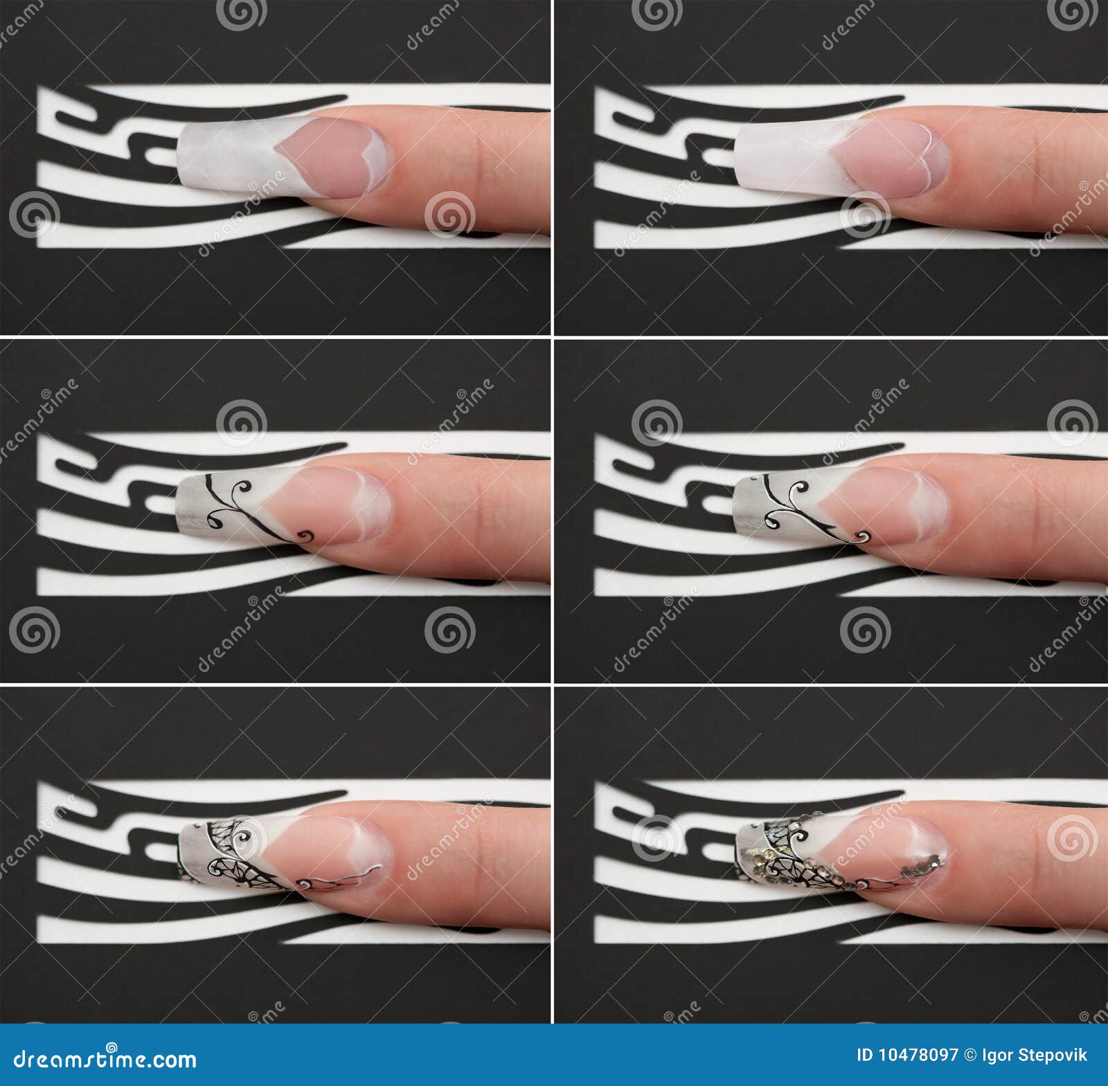 stages of creating beautiful fingernail