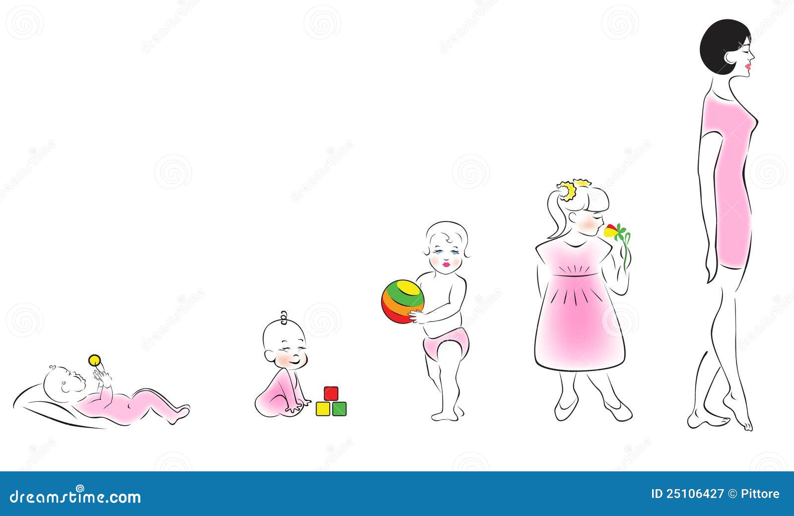 Steps of female growing up 2988406 Vector Art at Vecteezy