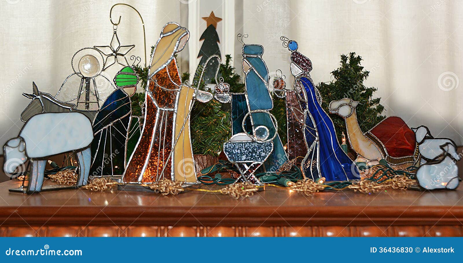 Stain Glass Nativity Scene stock photo. Image of scene 36436830