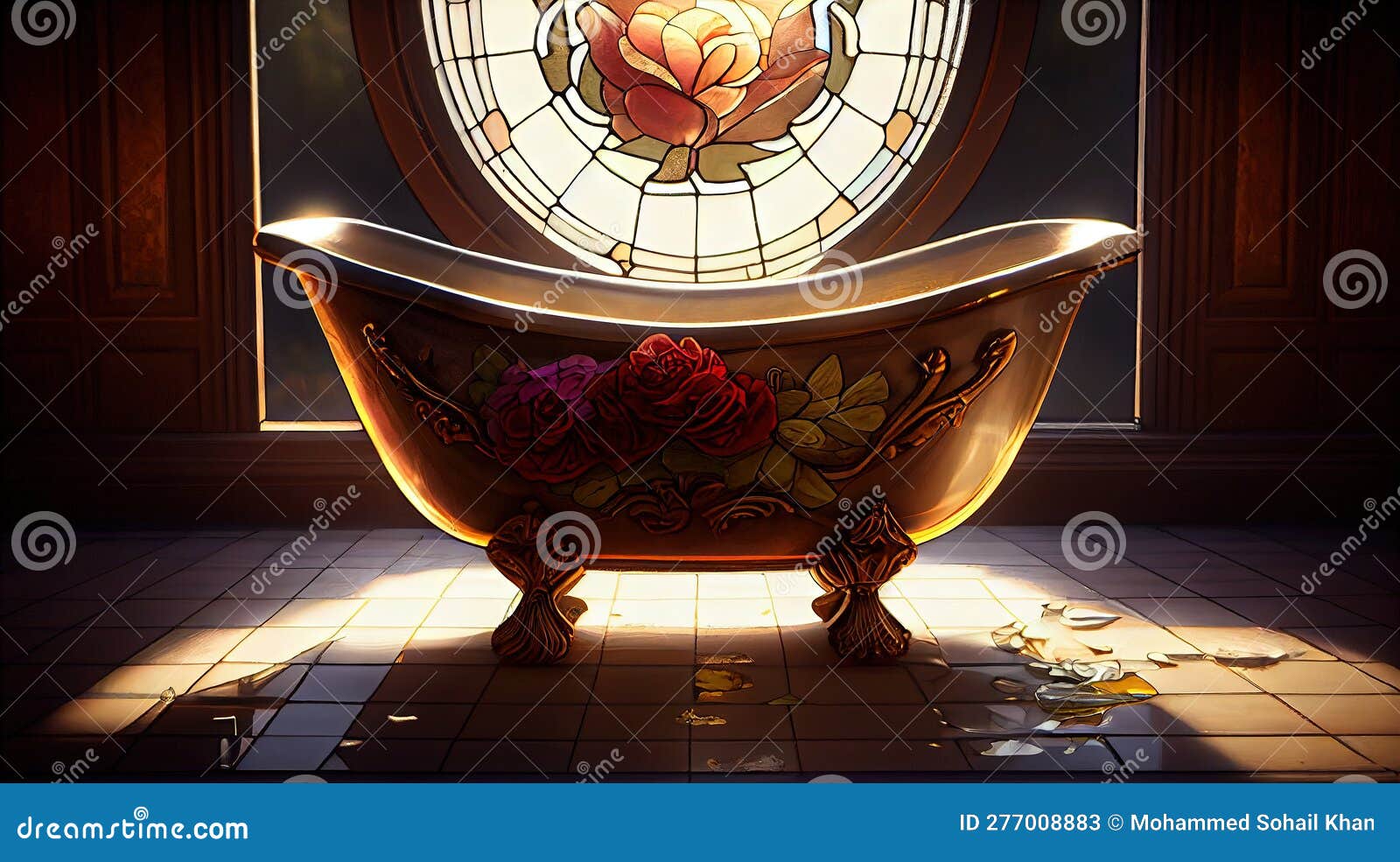 Stained Glass Bear Claw Bath Tub AI Generative Stock Image Image of decor, concept 277008883