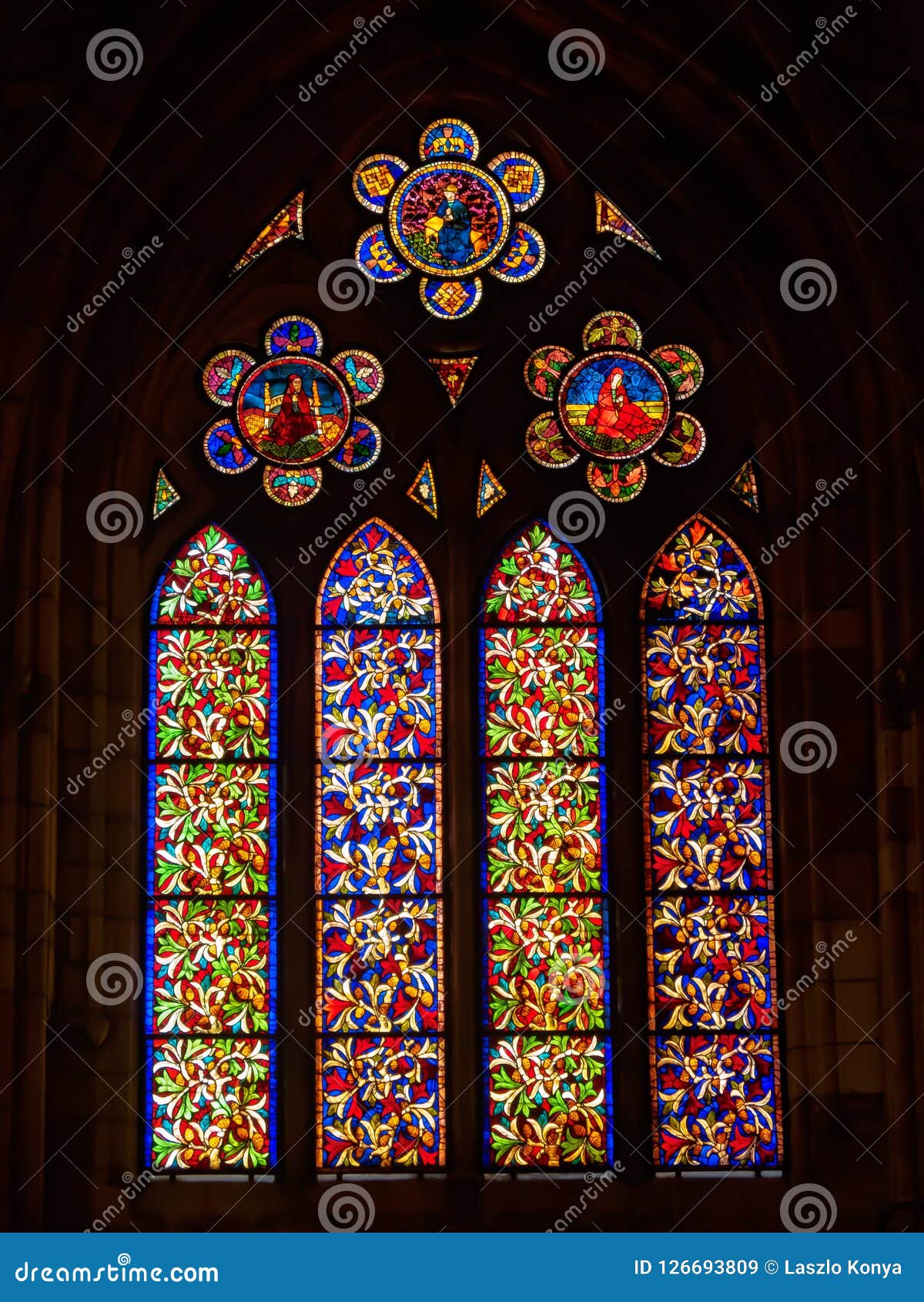 stained glass church window - leon