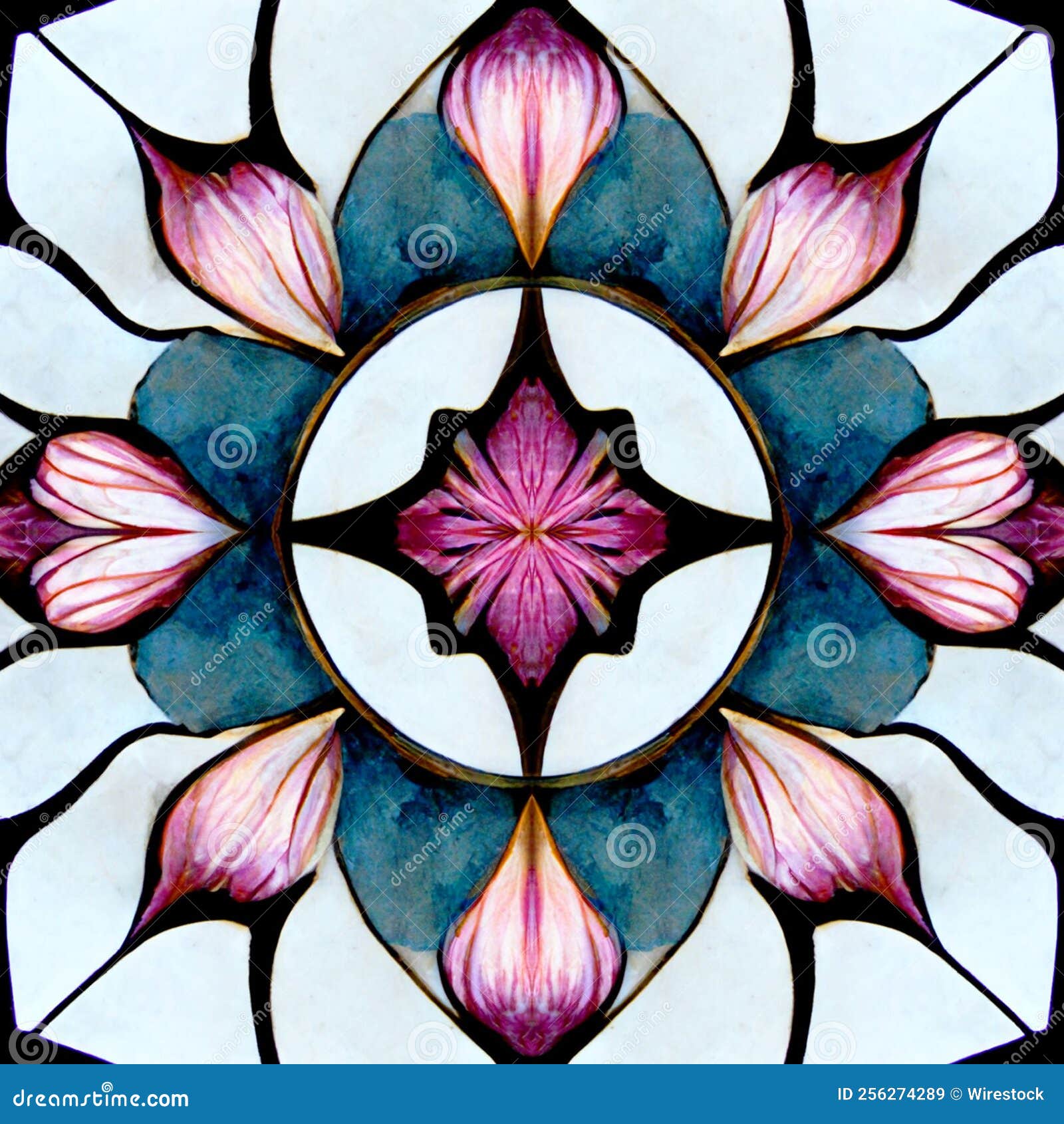 Stained Glass Floral Seamless Pattern for Background Stock Illustration