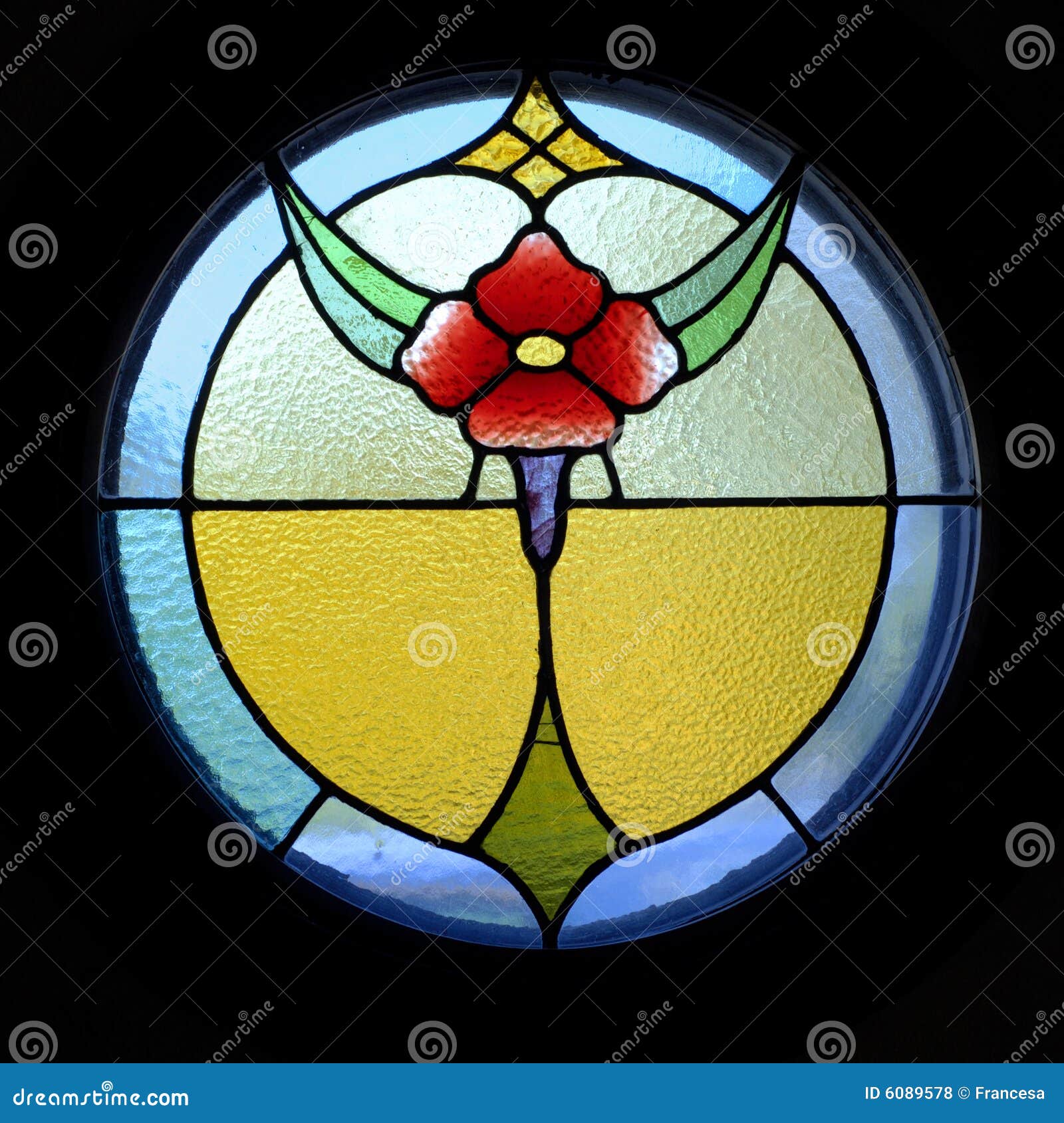 Stained Glass Flower. A stained glass window of a flower