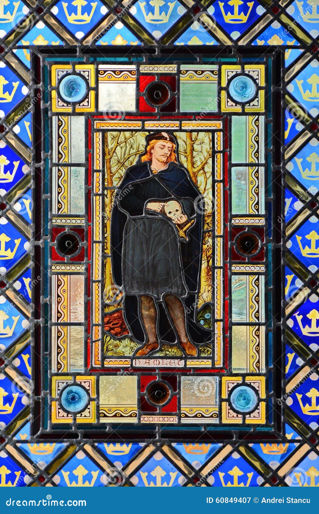 stained glass with hamlet