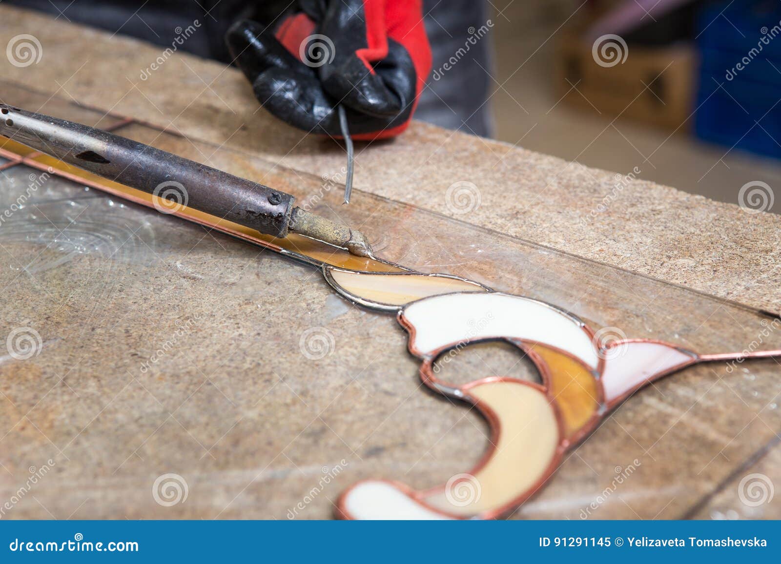 Stained Glass Maker Works with Souvenirs Stock Image Image of glass
