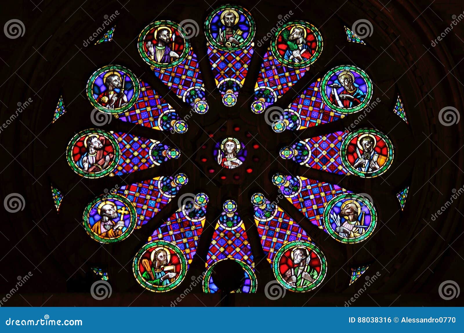 Stained glass rose window stock photo. Image of history 88038316