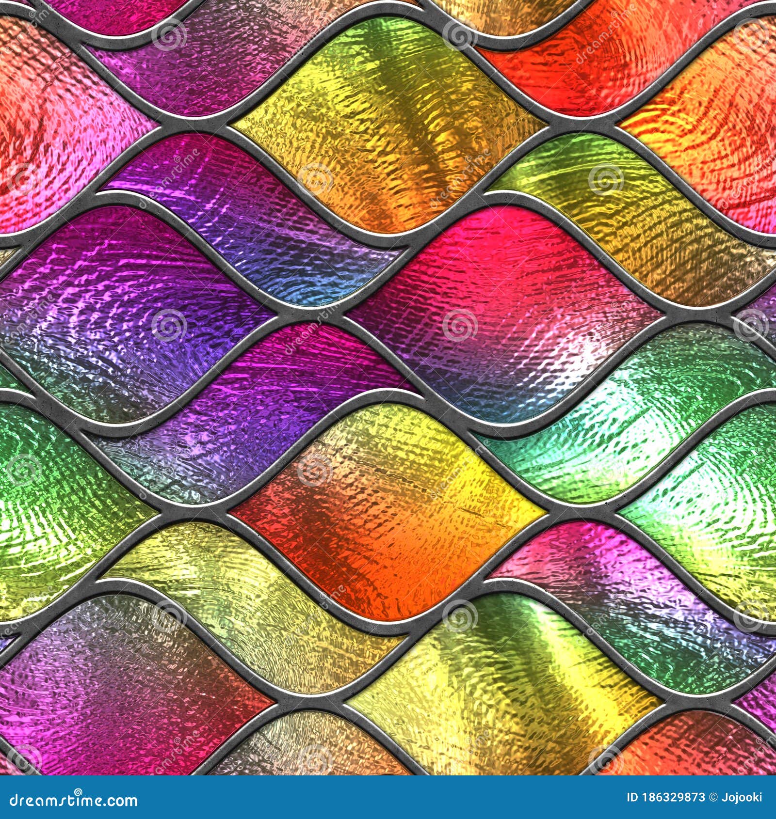 Stained Glass Seamless Texture with Geometric Pattern for Window