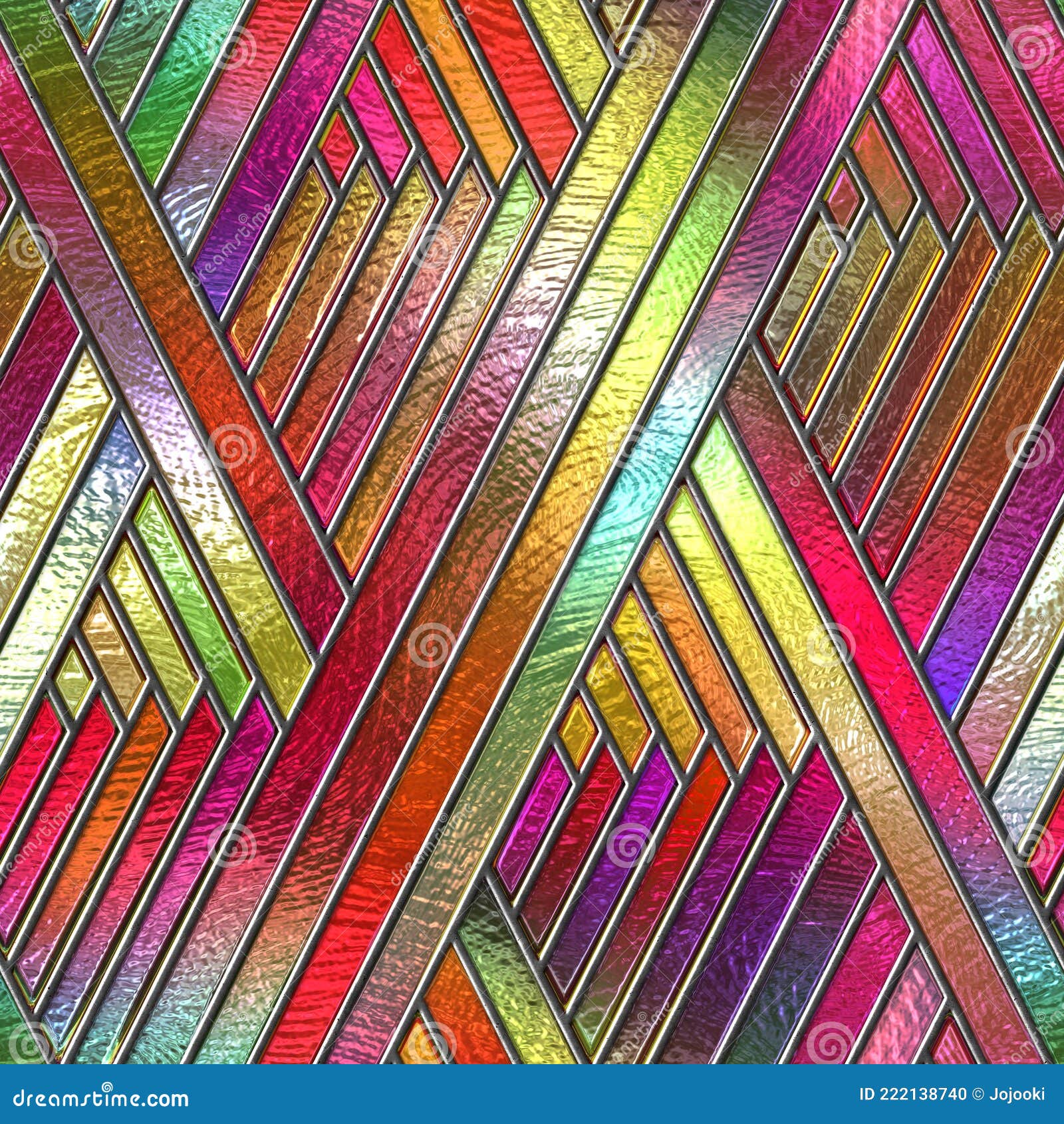 Stained Glass Seamless Texture with Geometric Pattern for Window