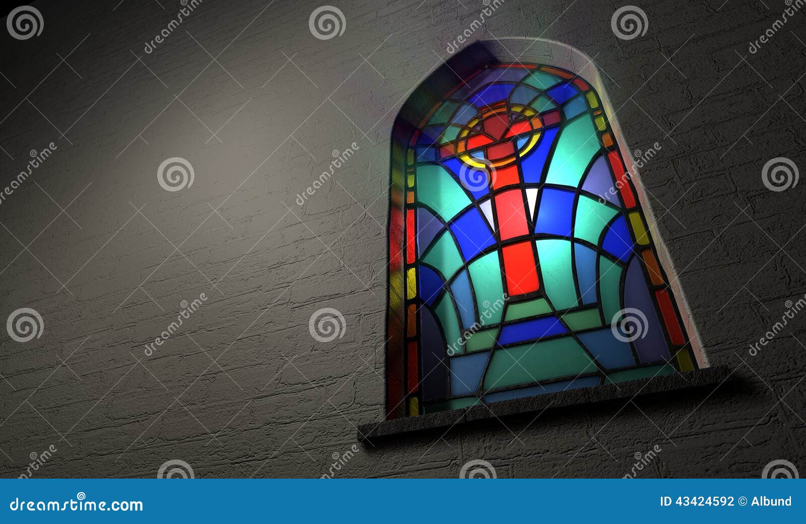 Stained Glass Window Crucifix Stock Photo Image of bricks, building