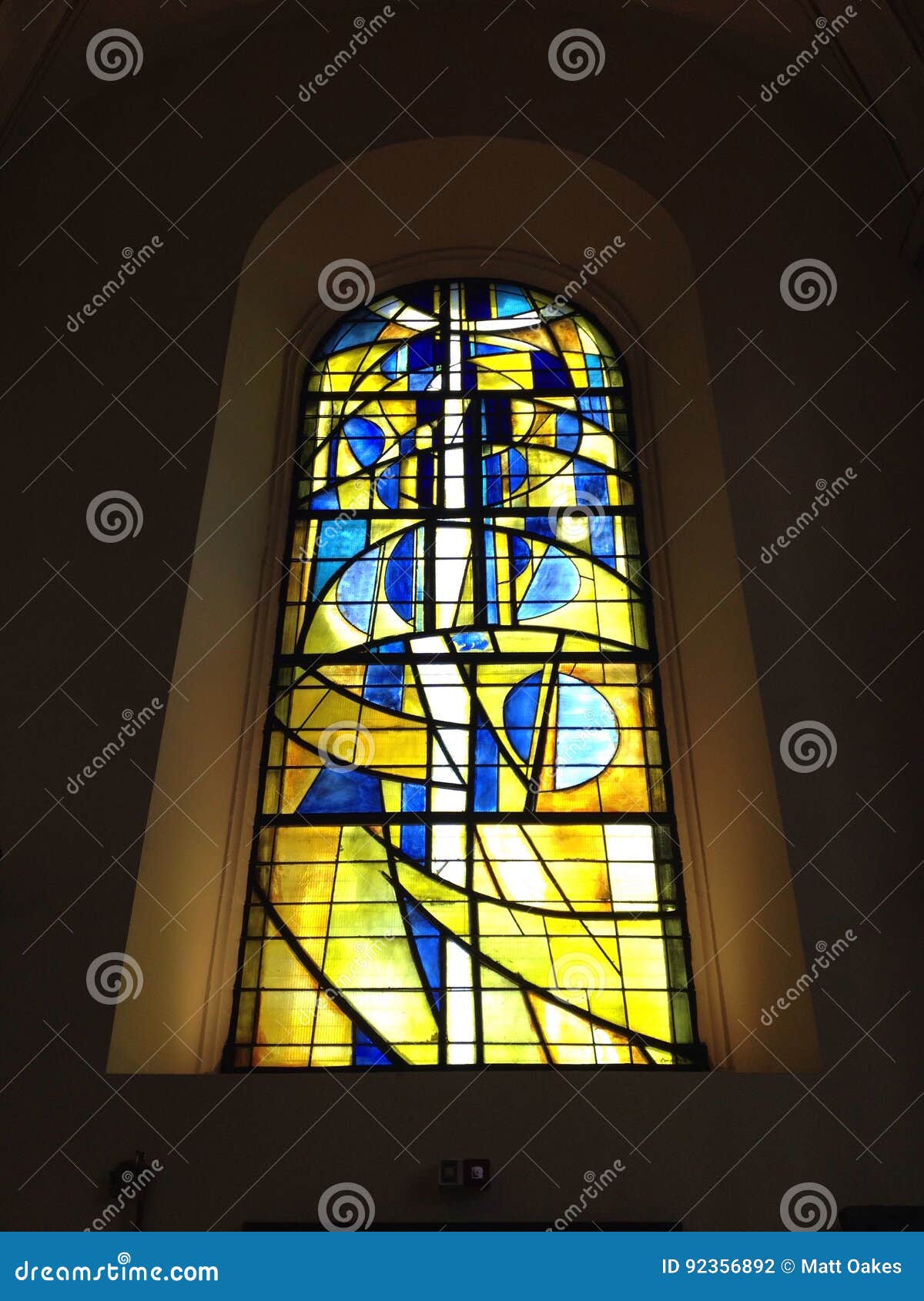 Stained Glass Window in Derby Cathedral, England. Stock Photo Image