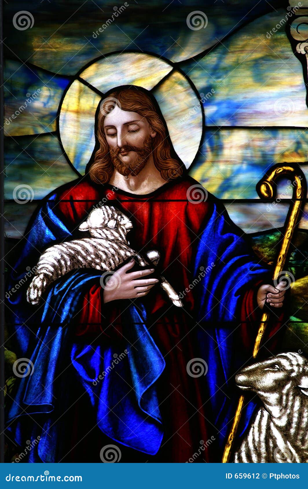 stained glass window the good shepherd