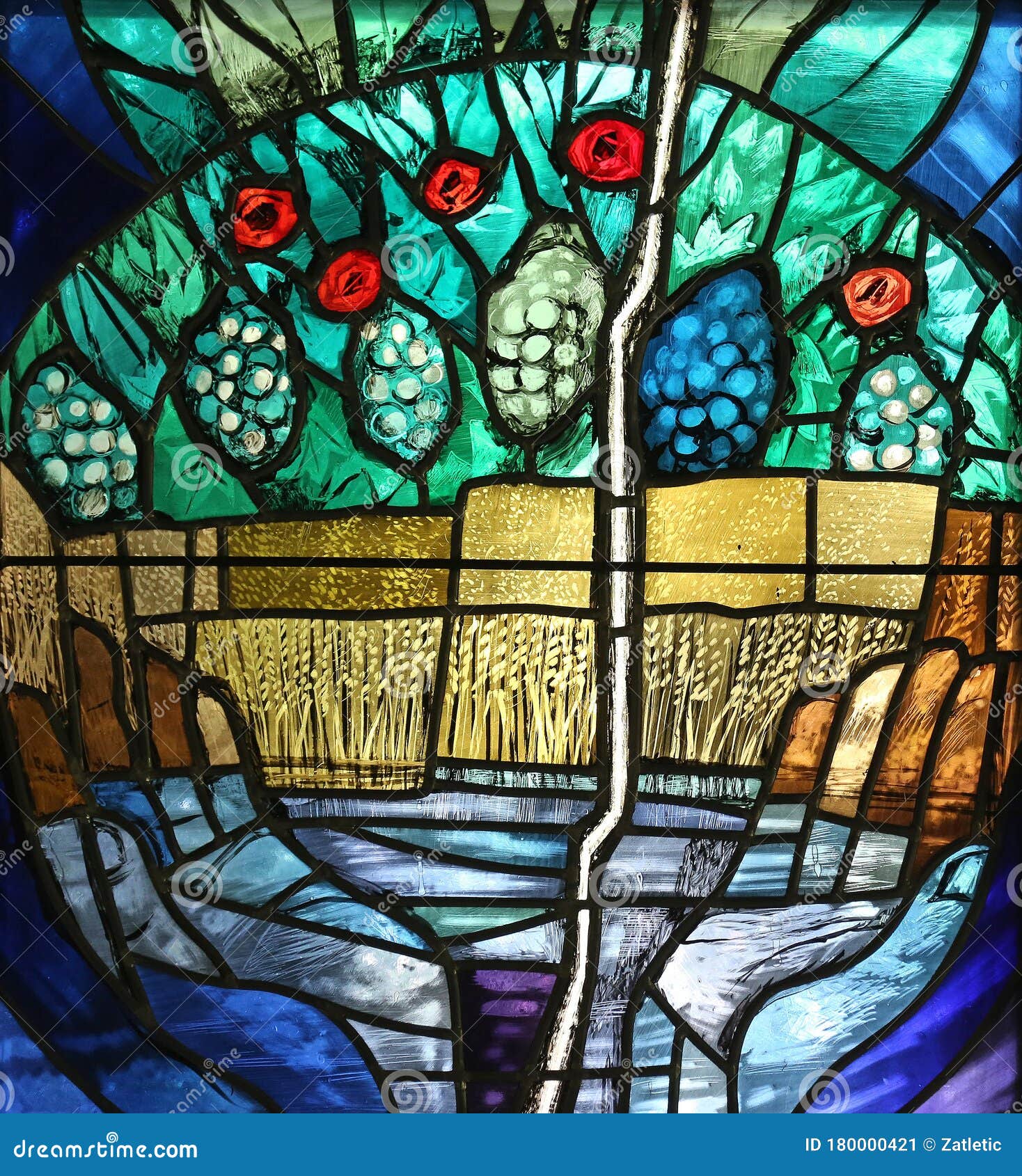 Stained Glass Window in Chapel in the Jesuit Cemetery in Pullach