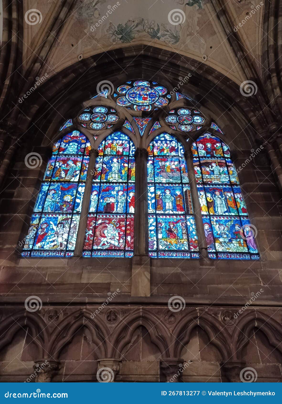 Stained Glass Windows Strasbourg Cathedral Stock Image Image of rose