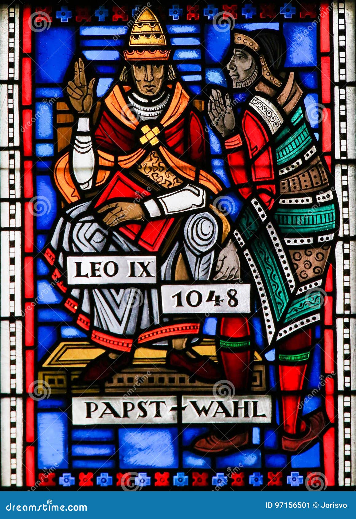 stained glass in worms - pope leo ix