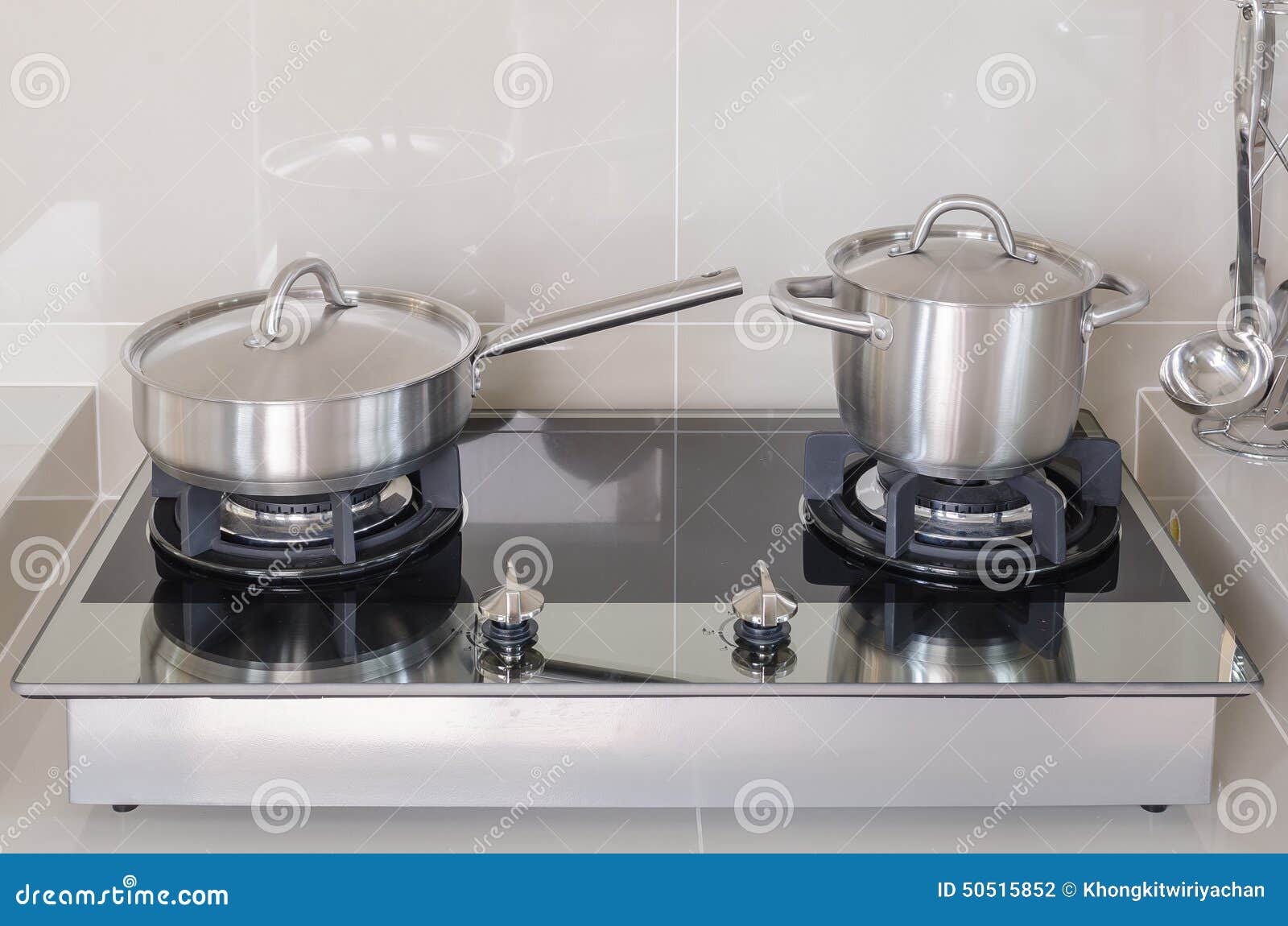 Stainless pot on gas stove stock photo. Image of iron 50515852
