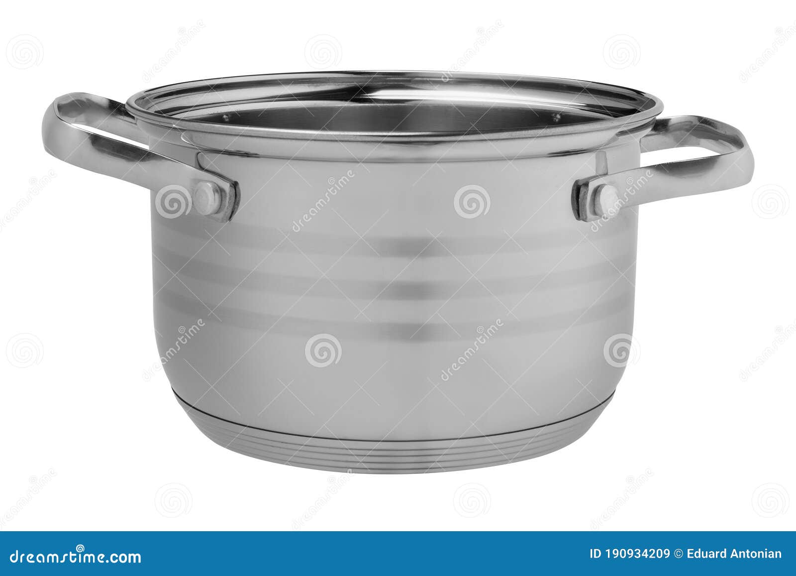 Stainless Steel Casserole without Lid, New, Frontal, White Background