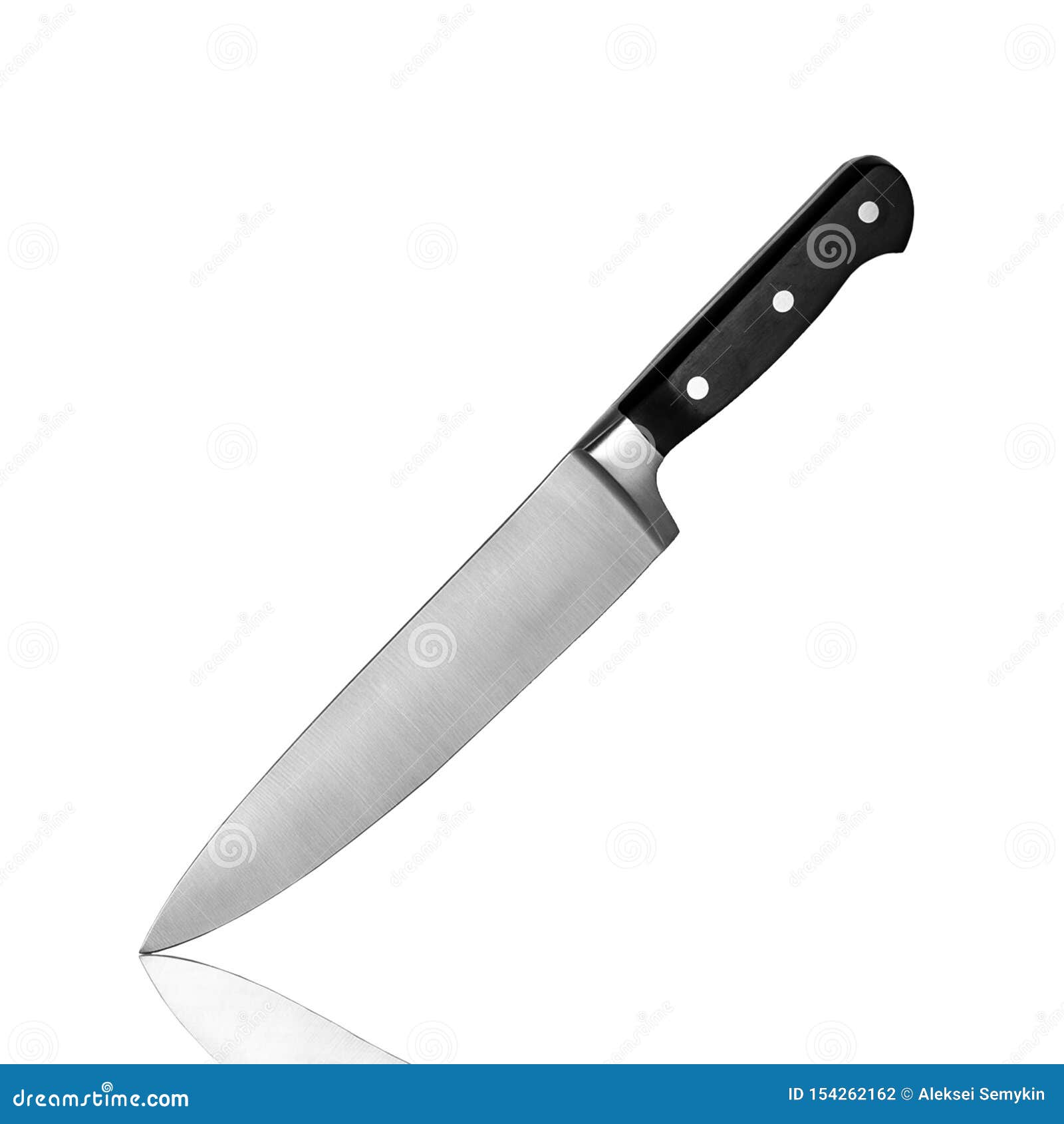 Stainless Steel Chef`s Knife with Plastic Handle Isolated on White