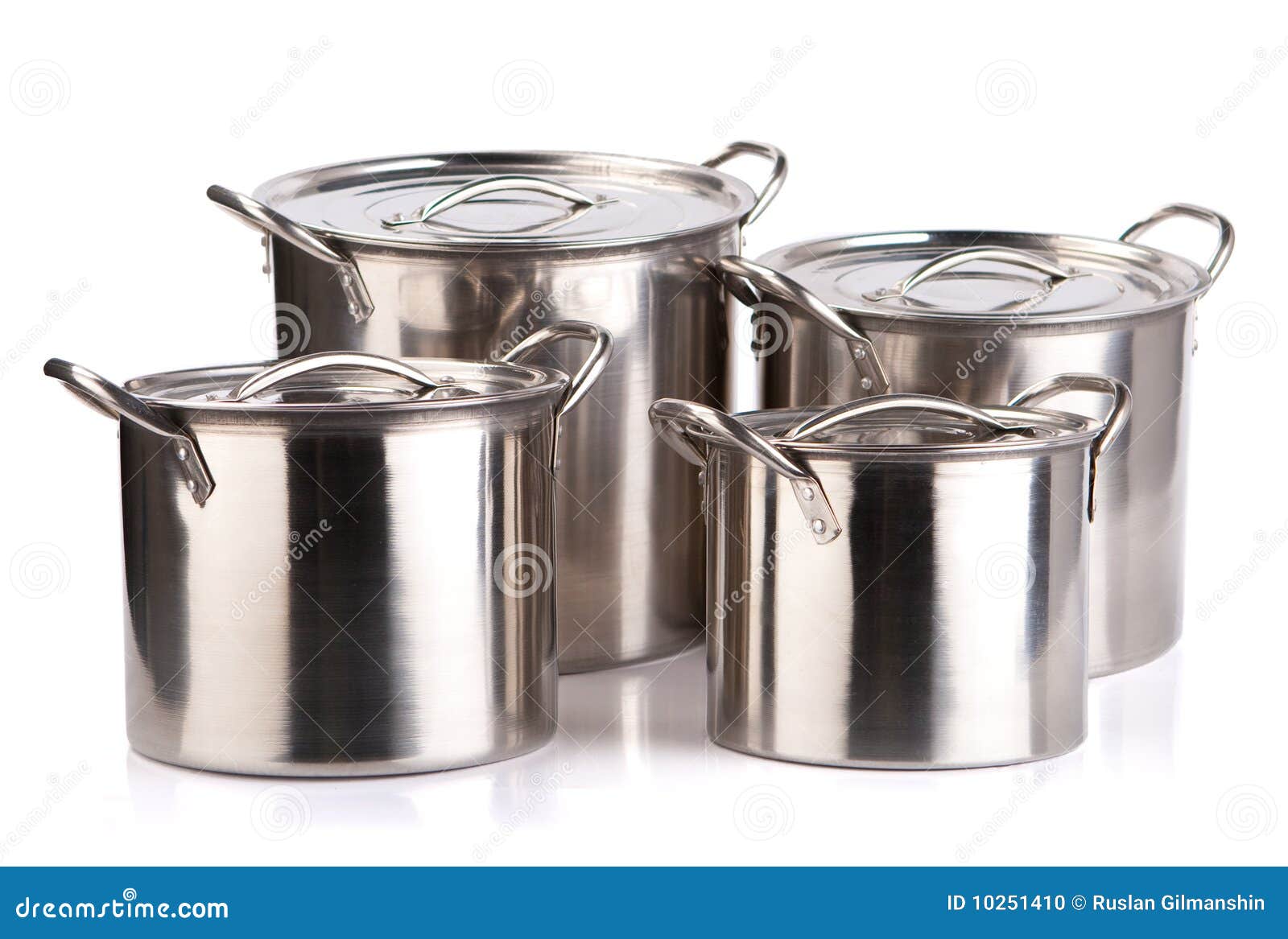 Stainless Steel Cooking Pots Stock Photo Image of dinner, white 10251410