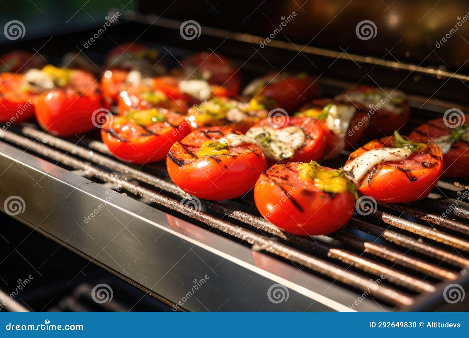 Stainless Steel Grill Filled with Grilling Tomatoes Stock Photo Image