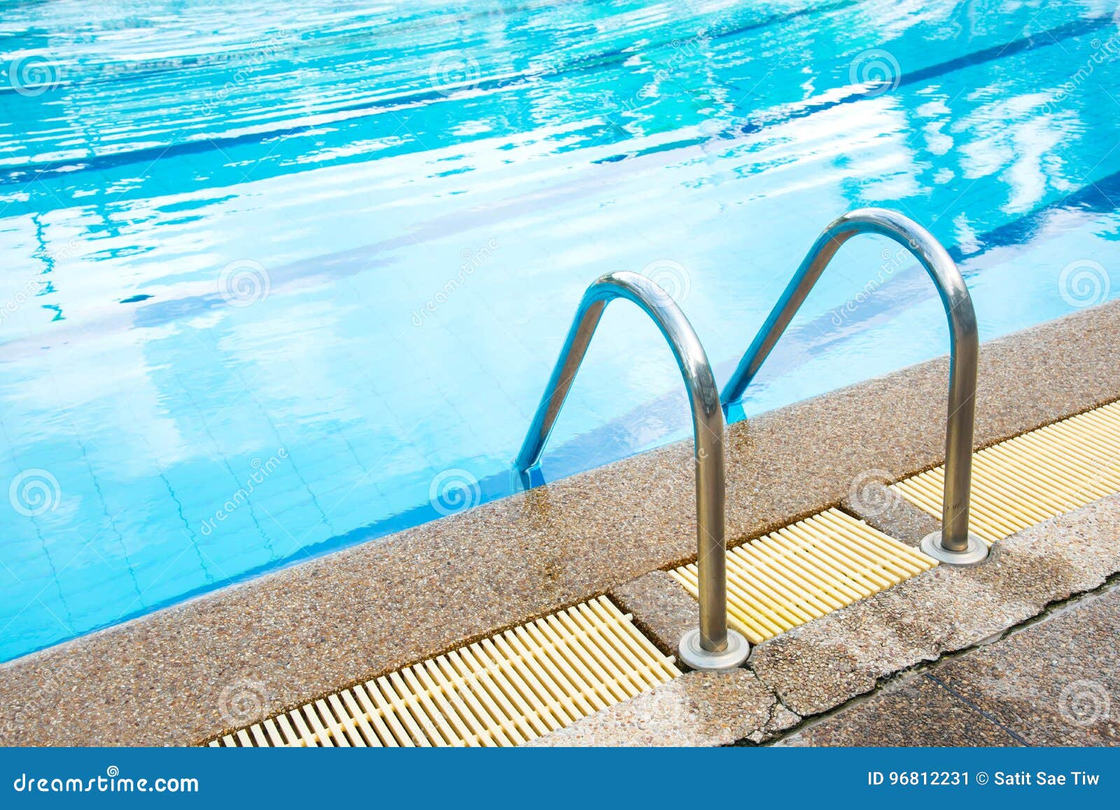 Stainless Steel Hand Rail Pool. Stock Image - Image of reflection