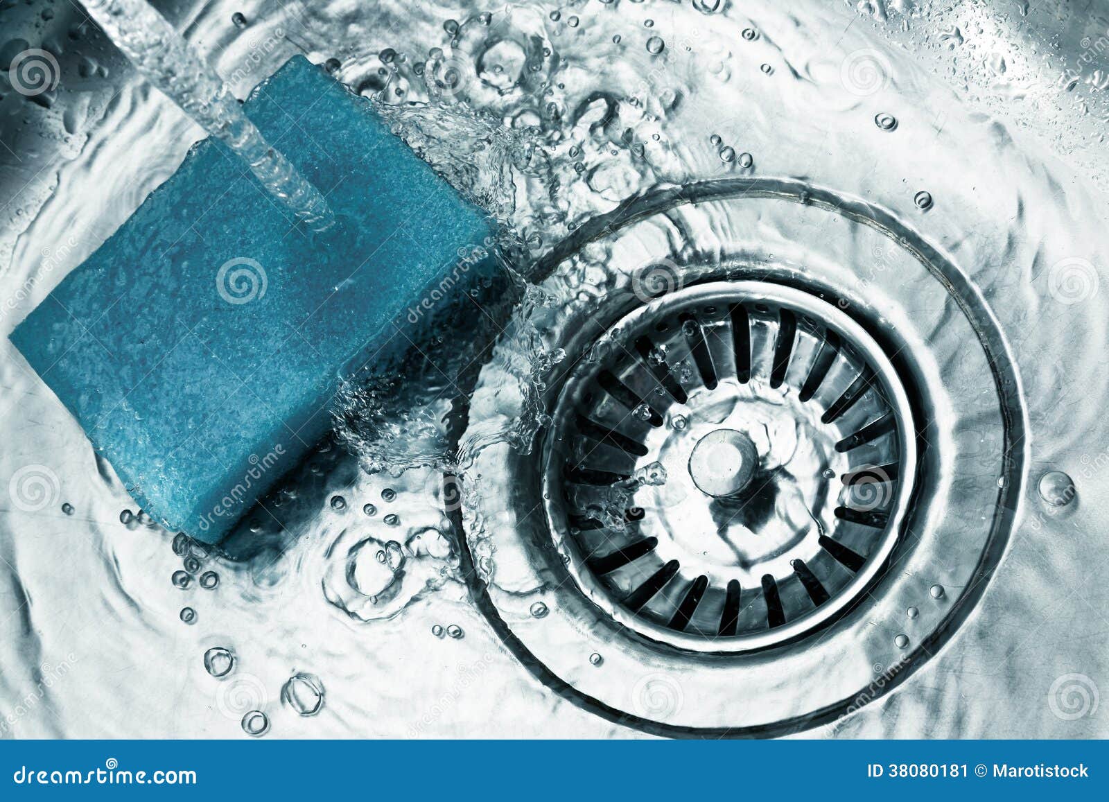 A Stainless Steel Kitchen Sink Drain Stock Image Image of flowing