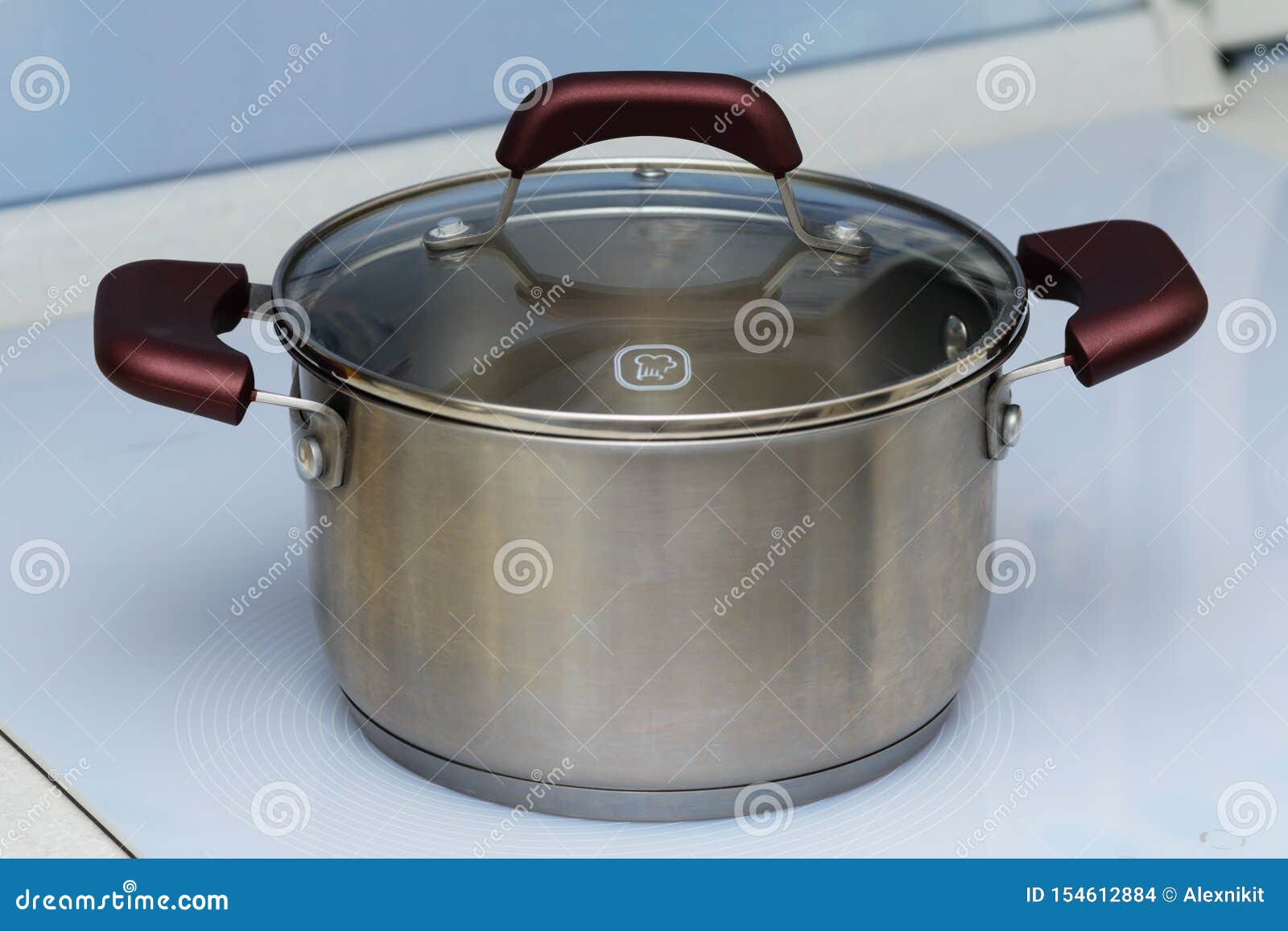 Stainless Steel Pan on Induction Hob Stock Photo Image of kitchen