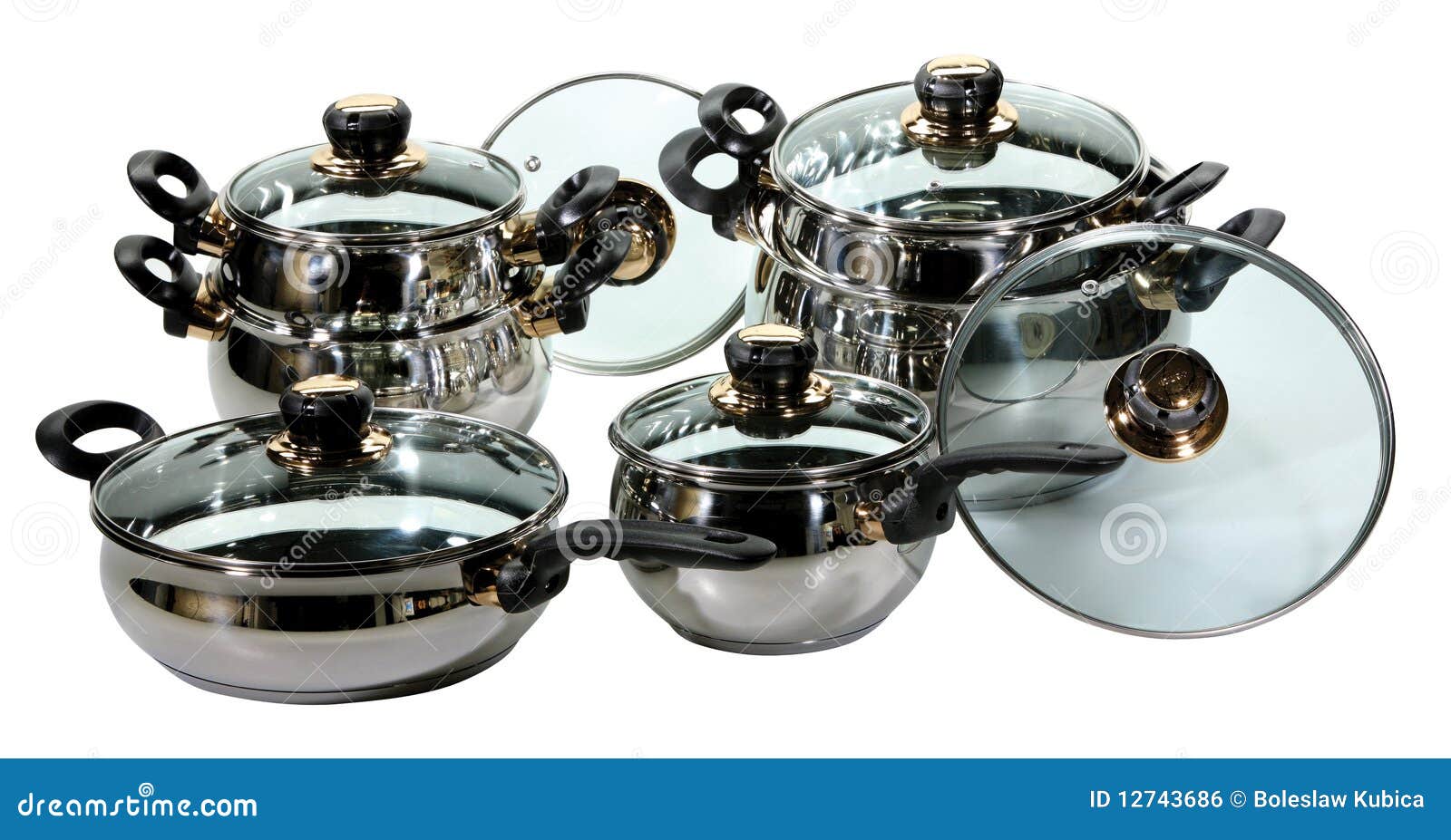 Stainless Steel Pots and Pans Stock Photo Image of cooking, silver