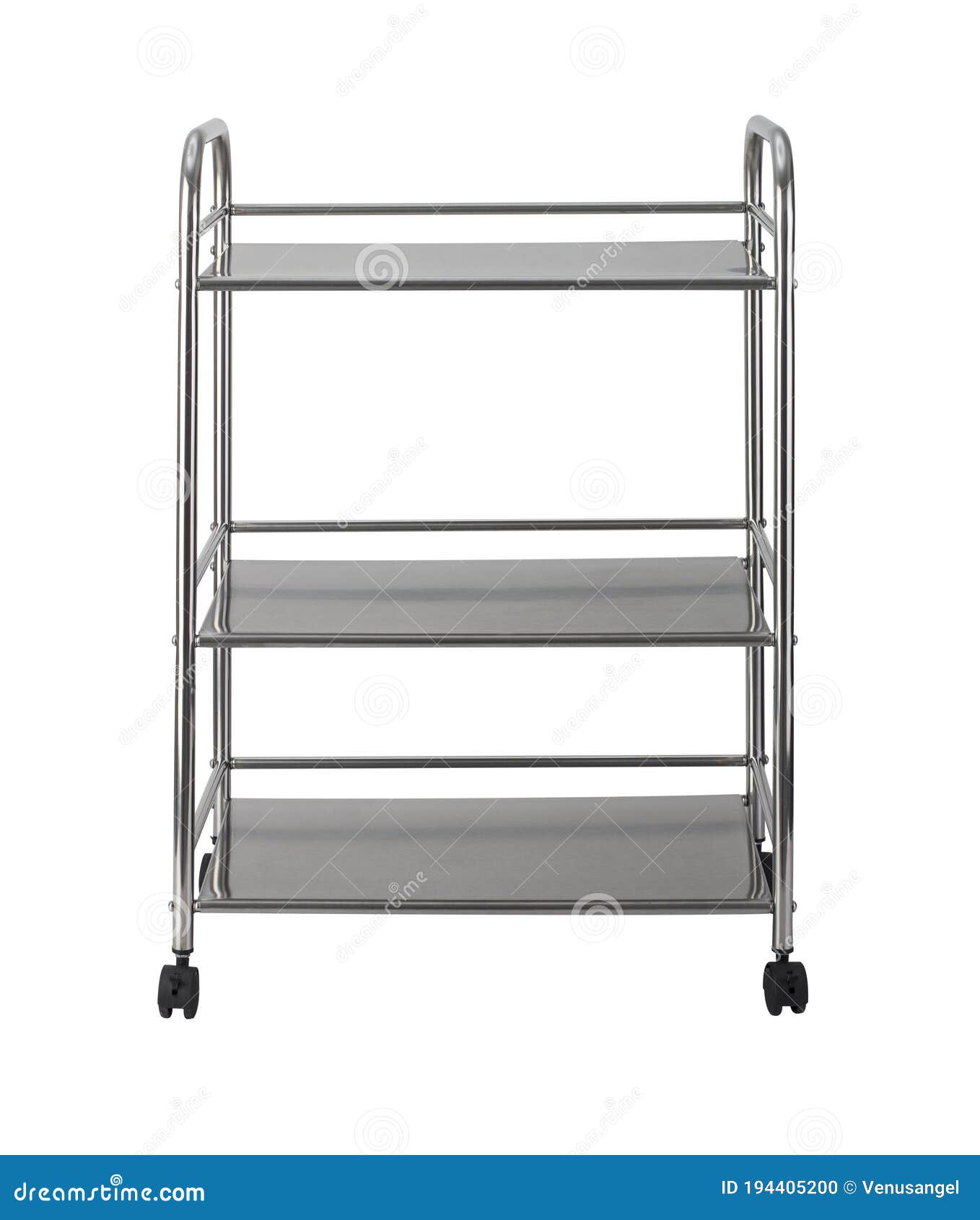 Stainless Steel Racks with Wheels Isolated on White Stock Photo Image