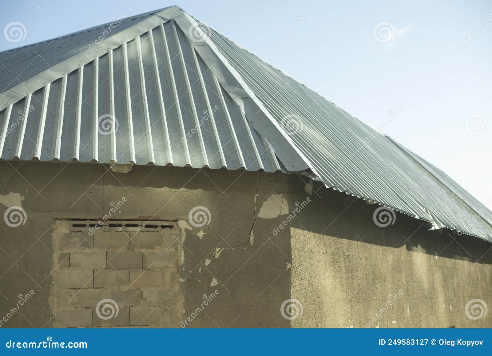 Stainless Steel Roof. Steel Roof of House Stock Image Image of board