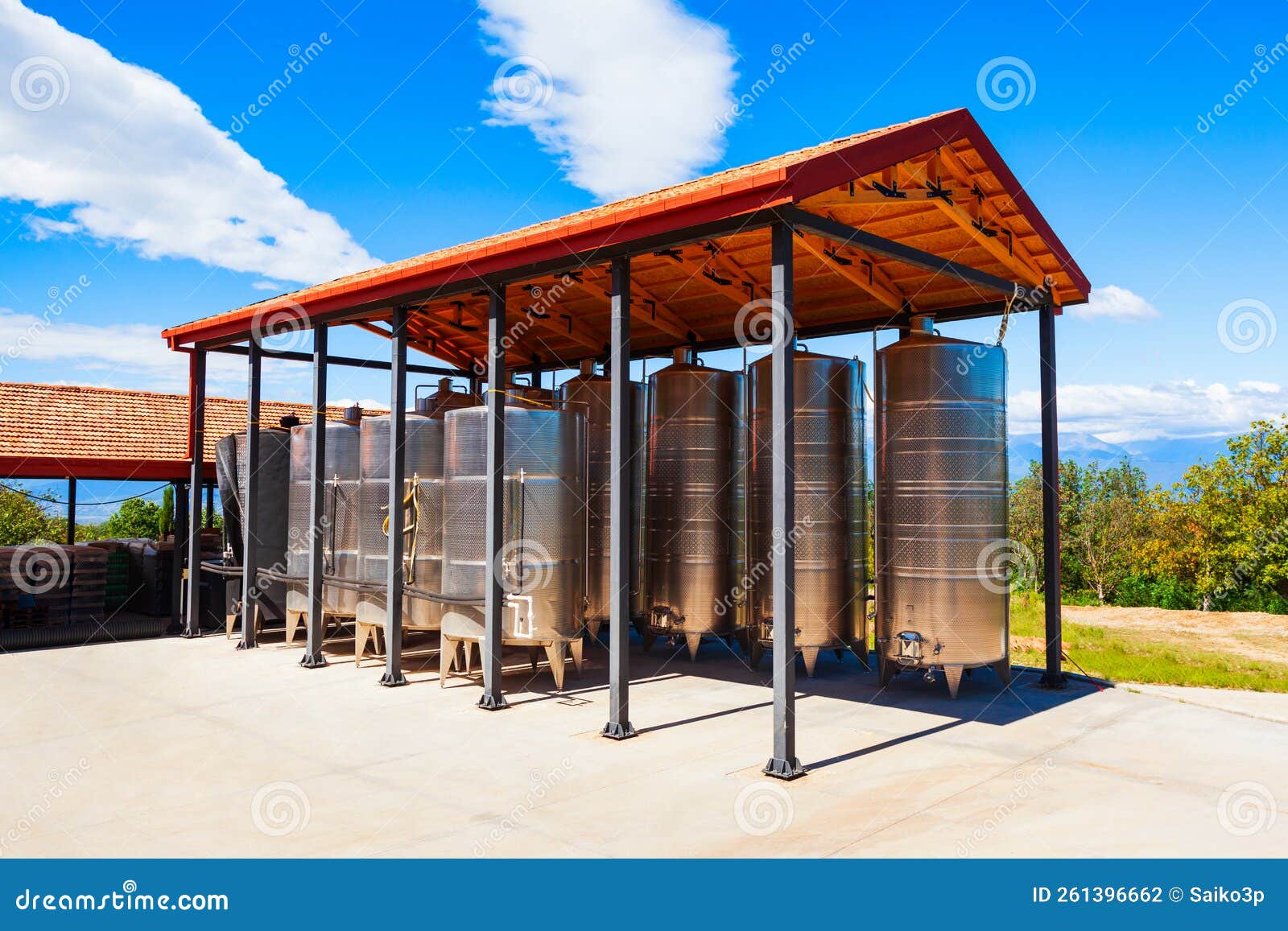 Stainless Steel Storage Tanks with Wine Editorial Photography Image