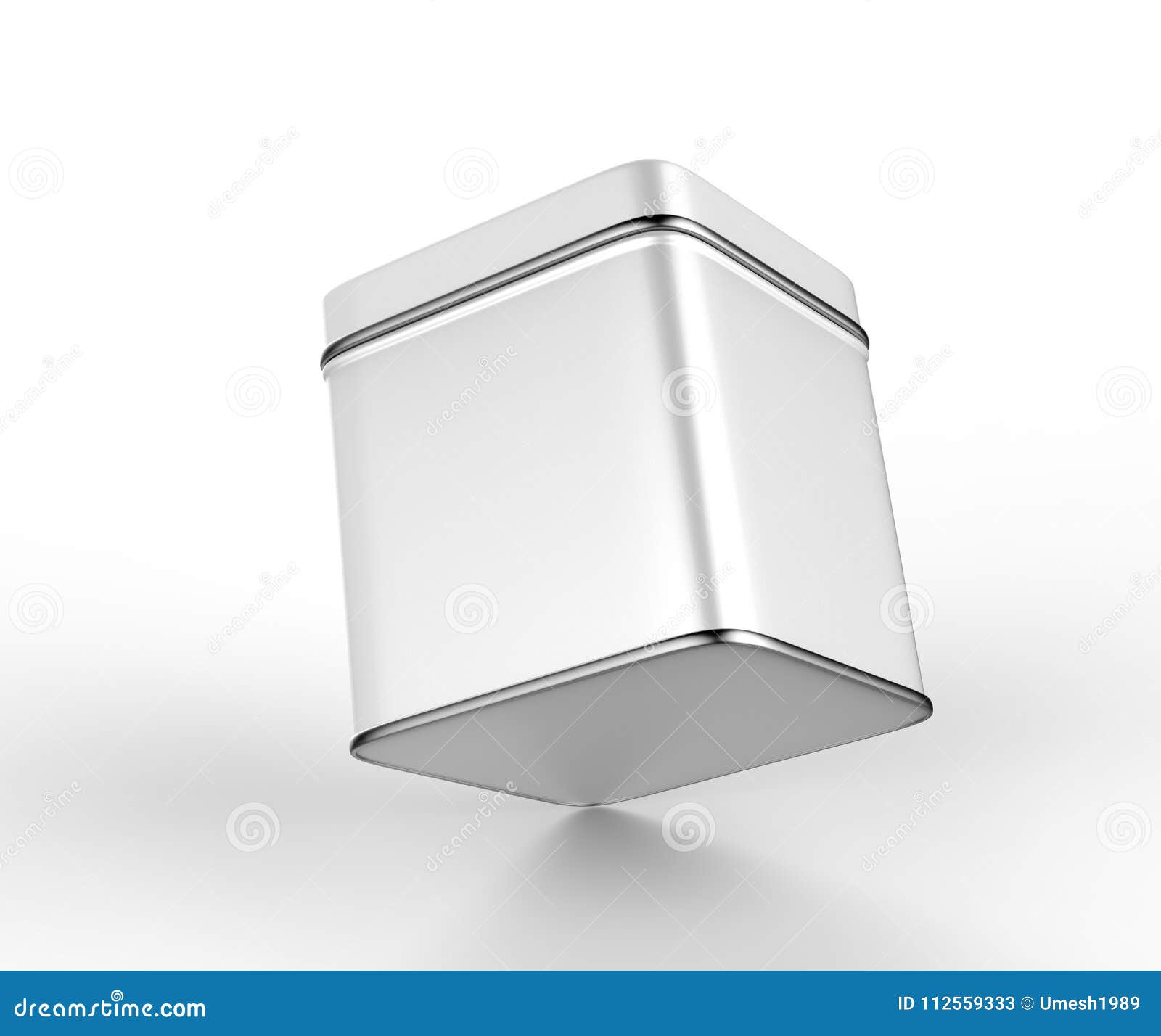 Stainless Steel Or Tin Metal Shiny Silver Box Container On White Background For Mock Up And ...