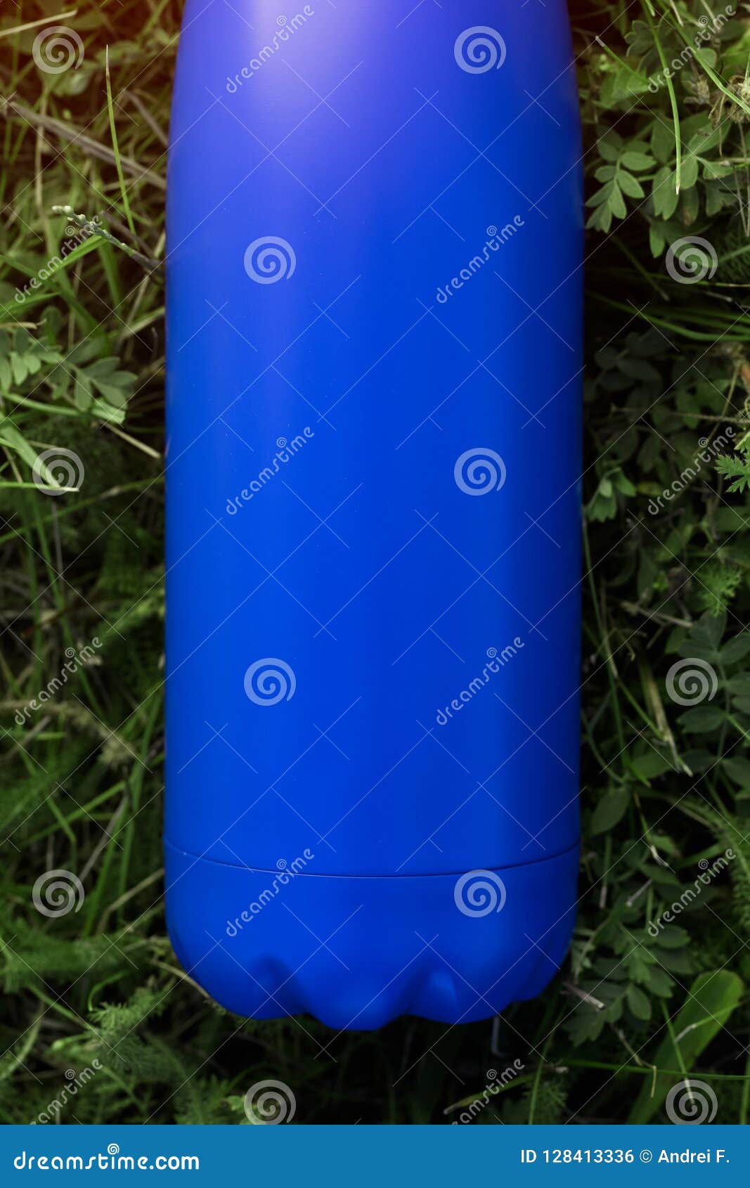 Download Stainless Thermos Water Bottle, Blue Color. Mockup On ...