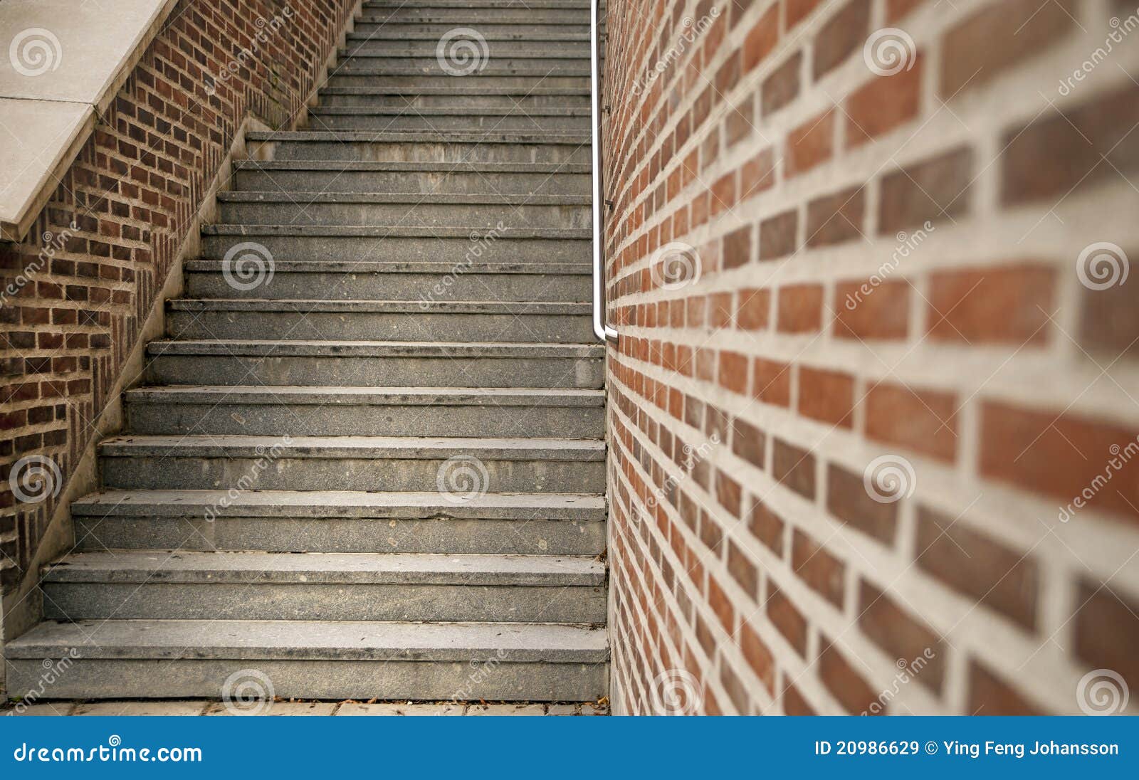 Staircase and brick wall stock image. Image of rail, stone 20986629