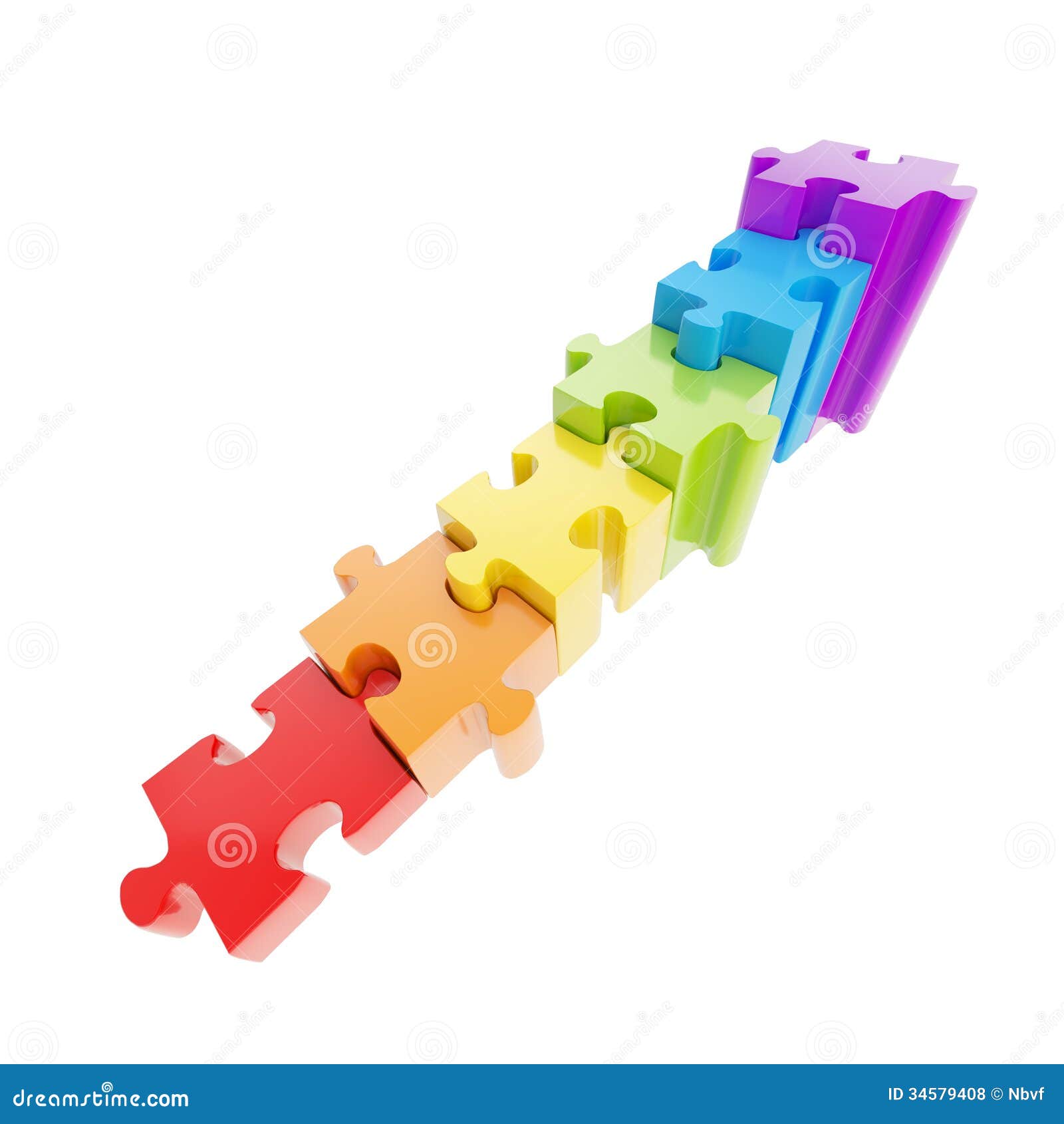 Staircase Made of Glossy Puzzle Jigsaw Pieces Stock Illustration