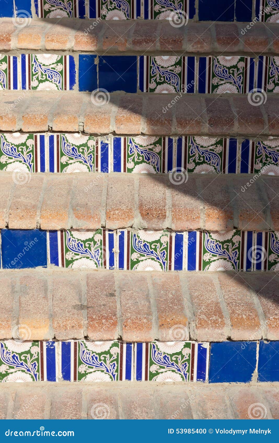 Staircase with Patterned Ceramic Tiles Stock Photo Image of