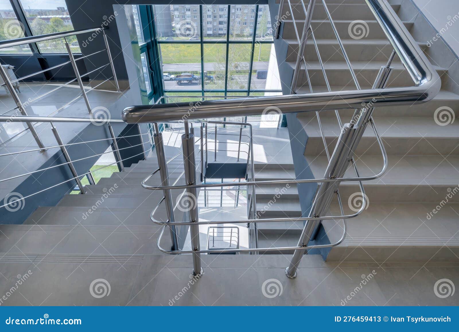 Stairs Emergency and Evacuation Exit Stair in Up Ladder in a New Office